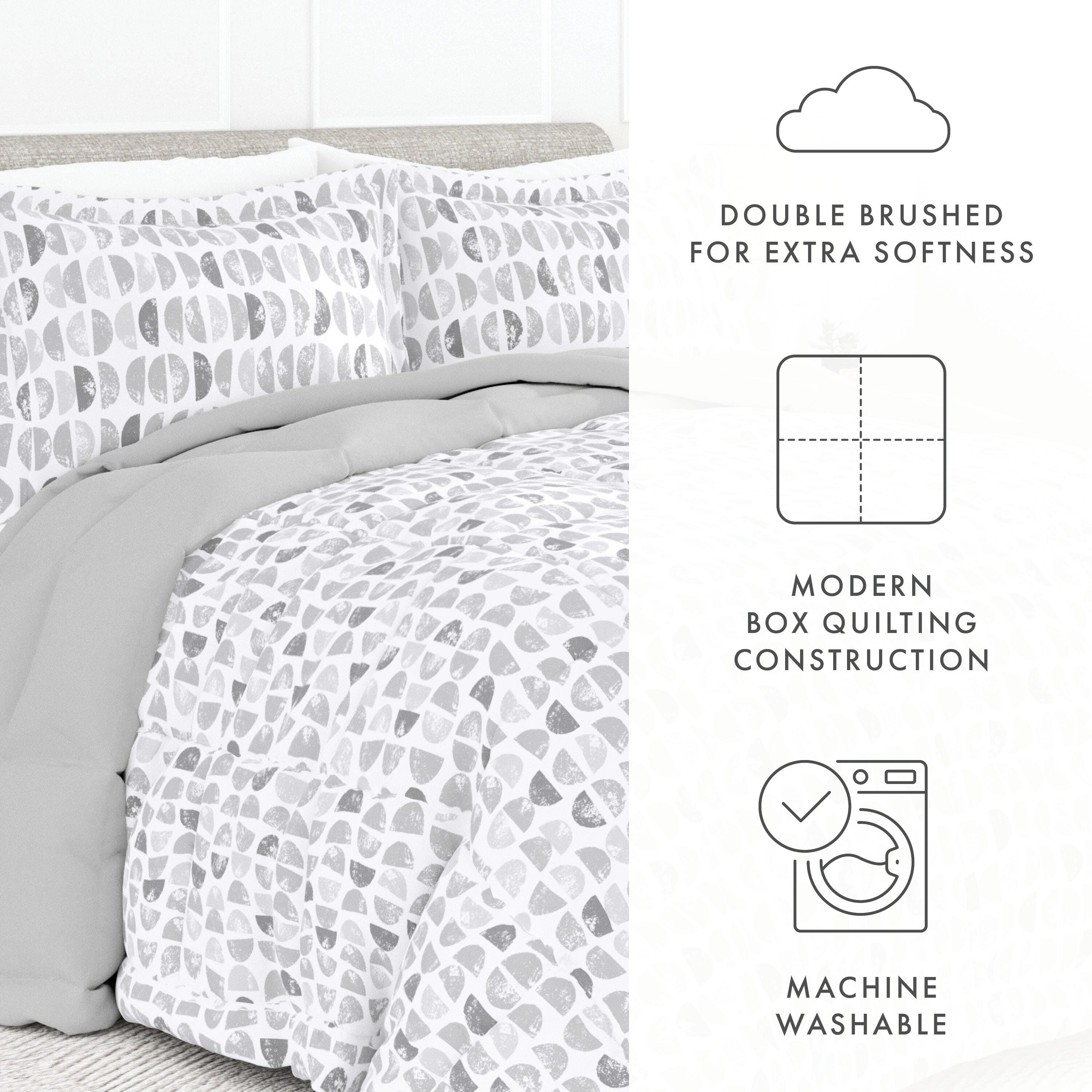 Home Collection Premium Down Alternative Moonlight Stars Reversible Queen Comforter Set, Ash Gray, large