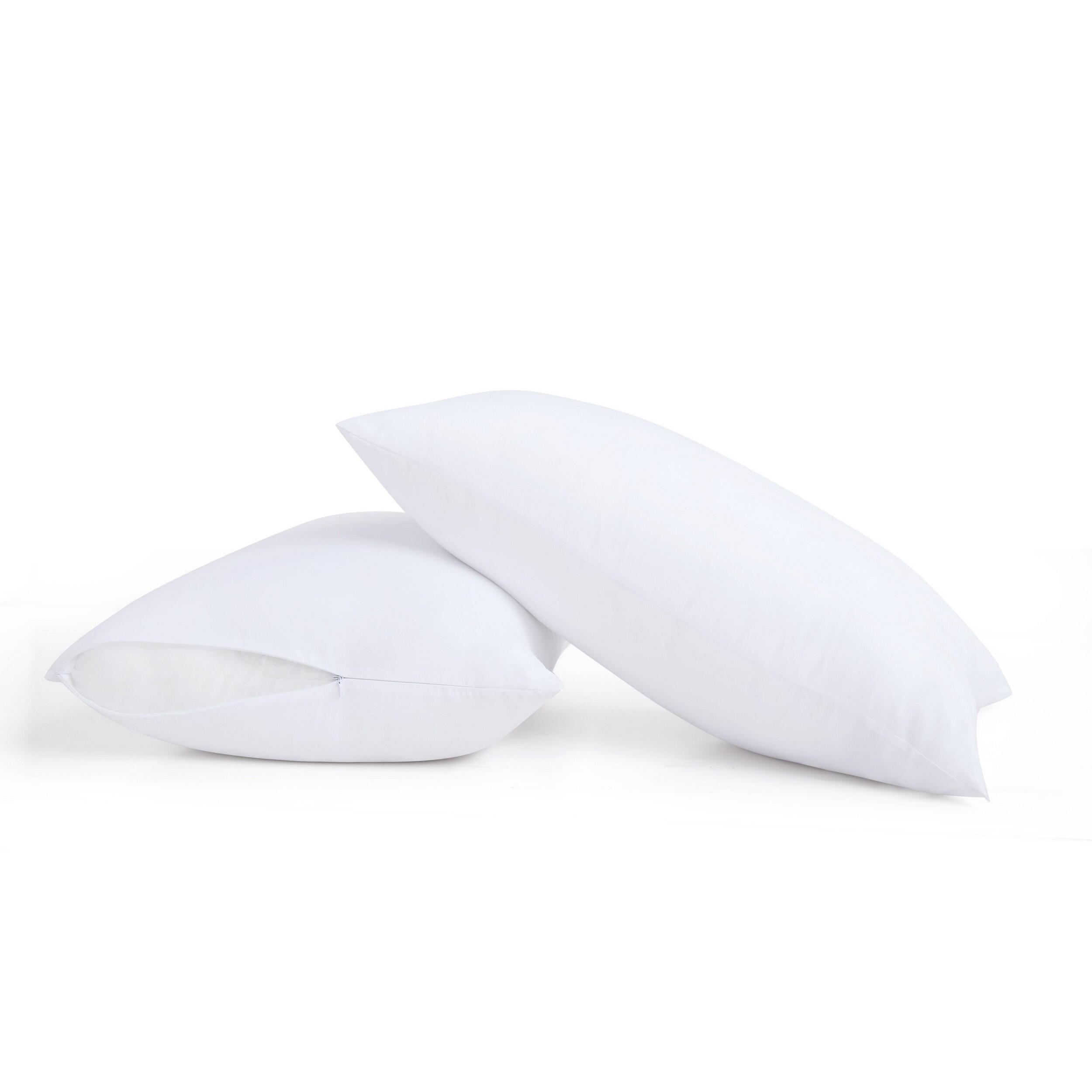 Truly Calm Antimicrobial King Down Alternative Pillows with Zippered Pillow Protector, White, large