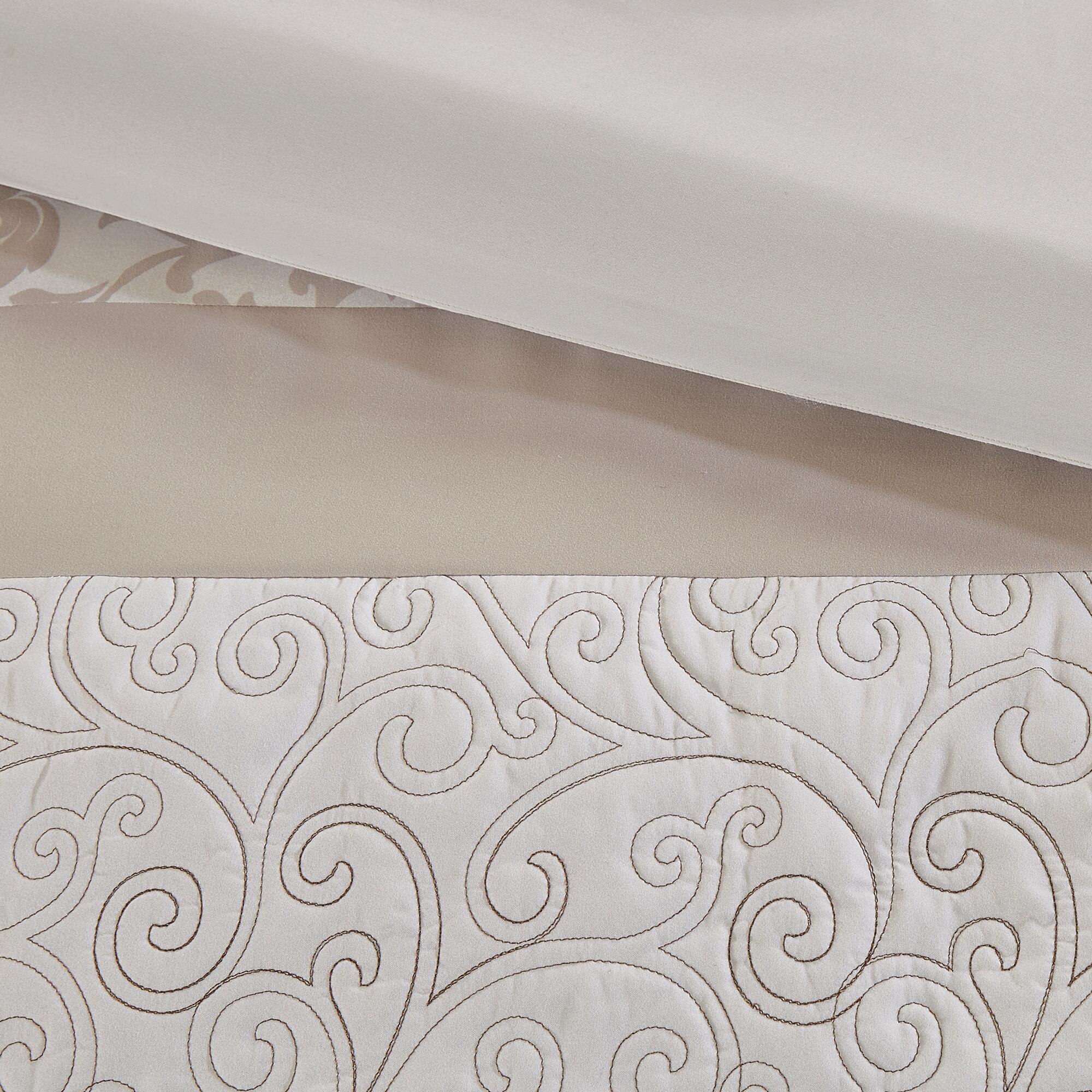 JLA Home Ramsey Embroidered 8 Piece Queen Comforter Set, Neutral, large