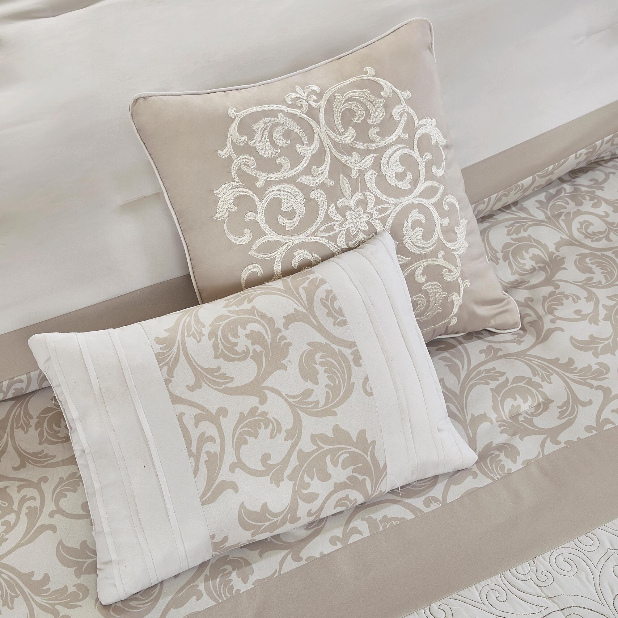 JLA Home Ramsey Embroidered 8 Piece King Comforter Set, Neutral, large