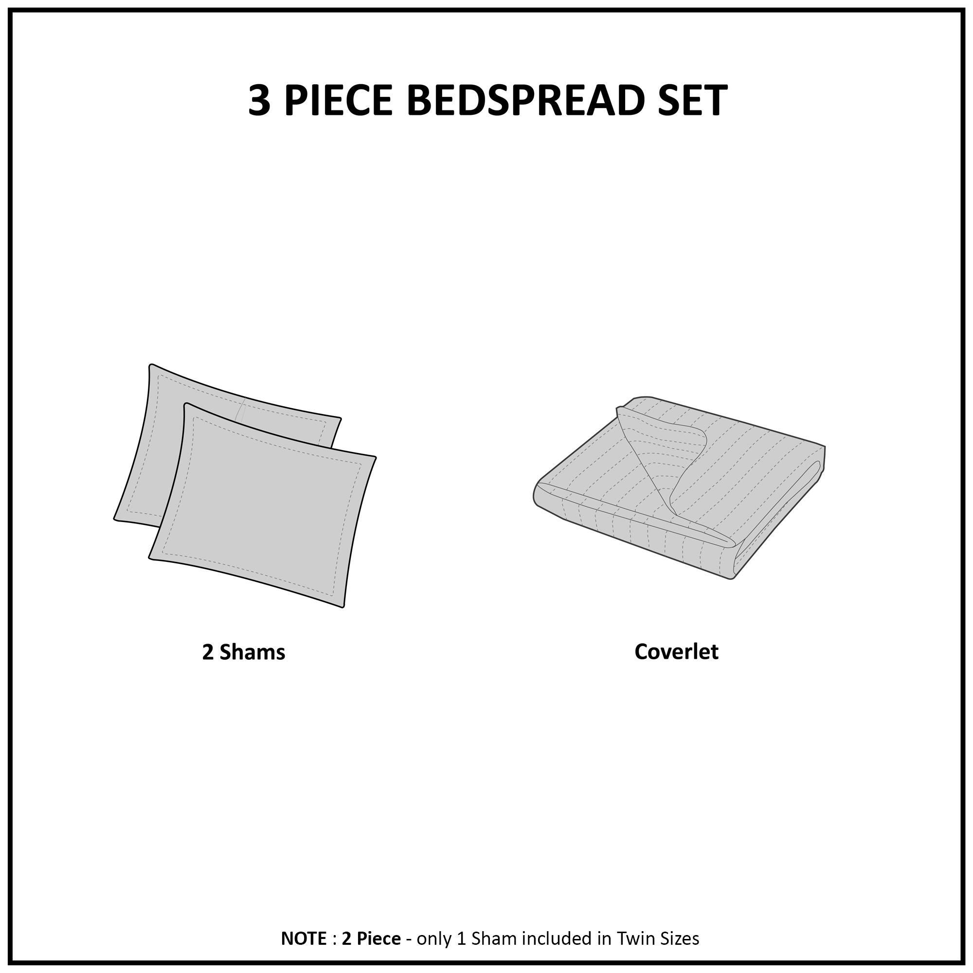 JLA Home Oakley 3 Piece Reversible Bedspread Set, Cream, large