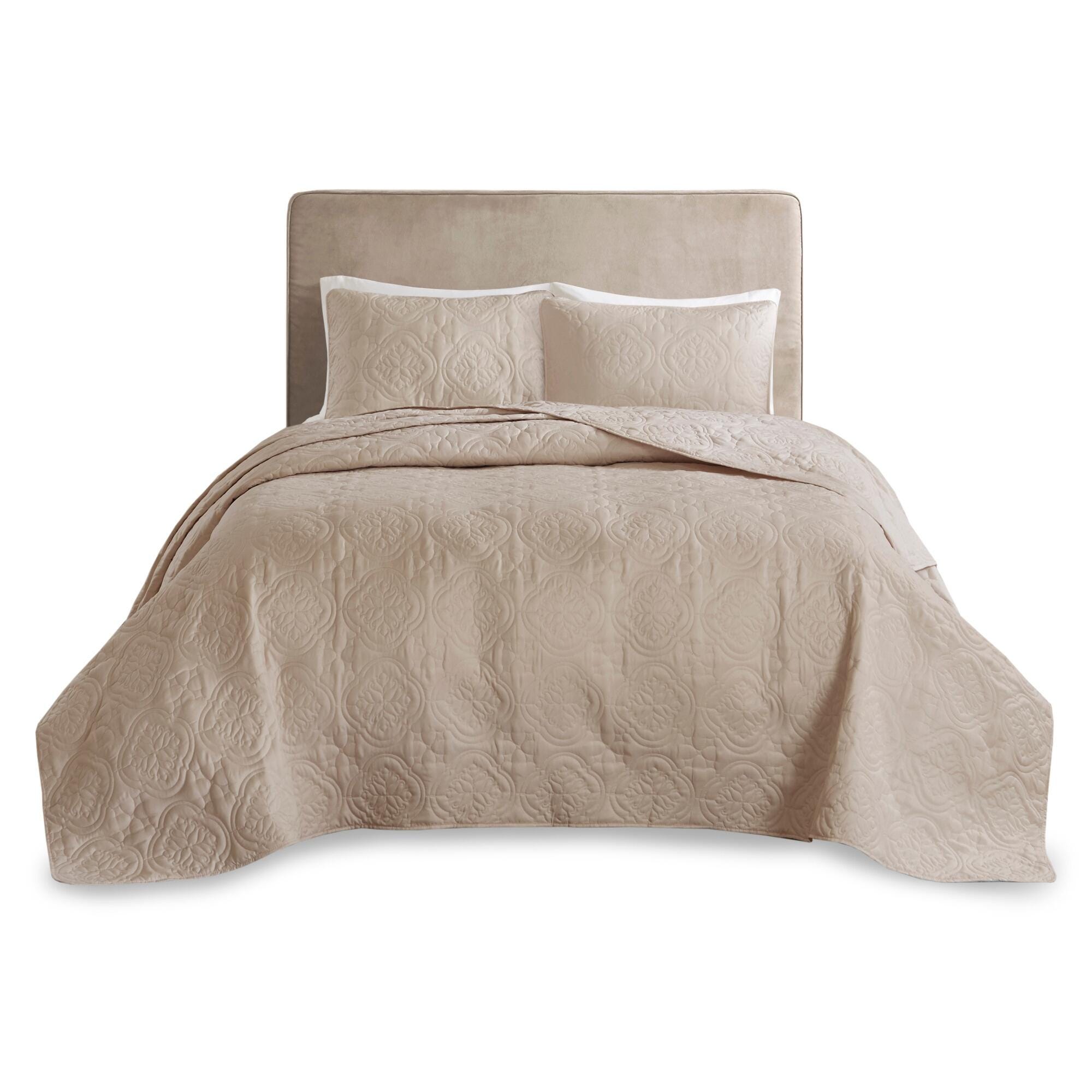 JLA Home Oakley 3 Piece Reversible Bedspread Set, Khaki, large