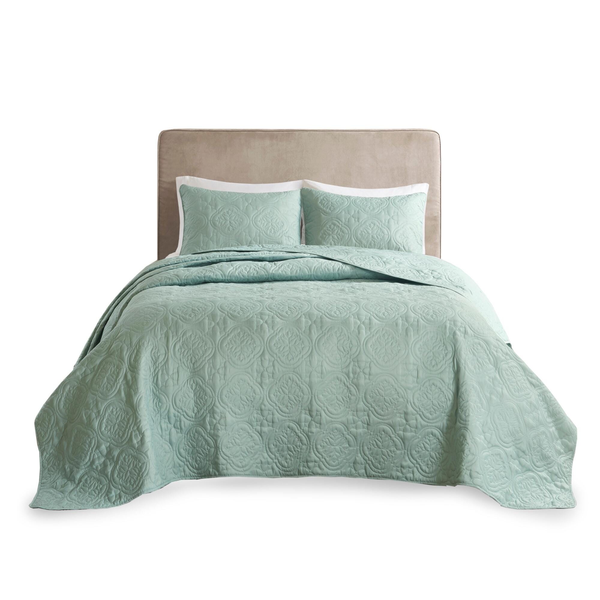JLA Home Oakley 3 Piece Reversible Bedspread Set, Seafoam, large