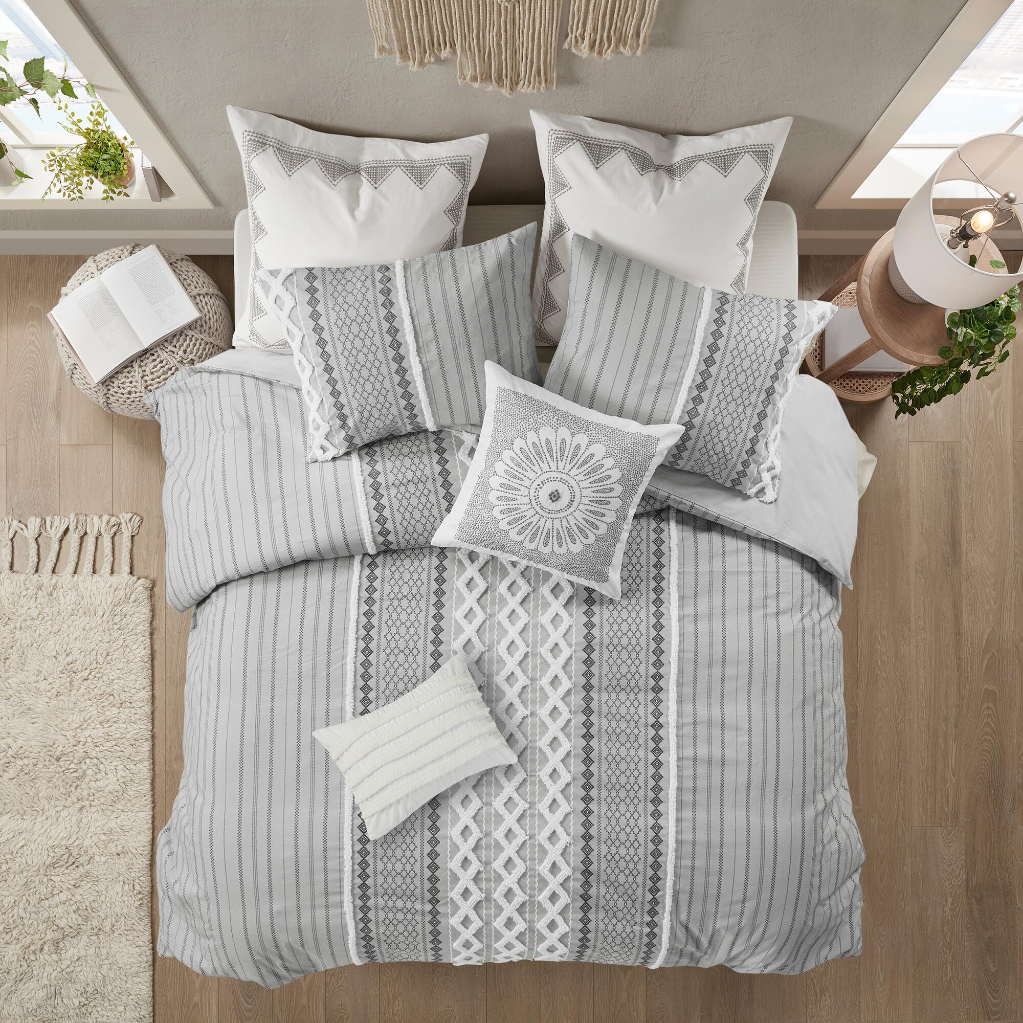 JLA Home Imani Cotton Comforter Set, Gray, large