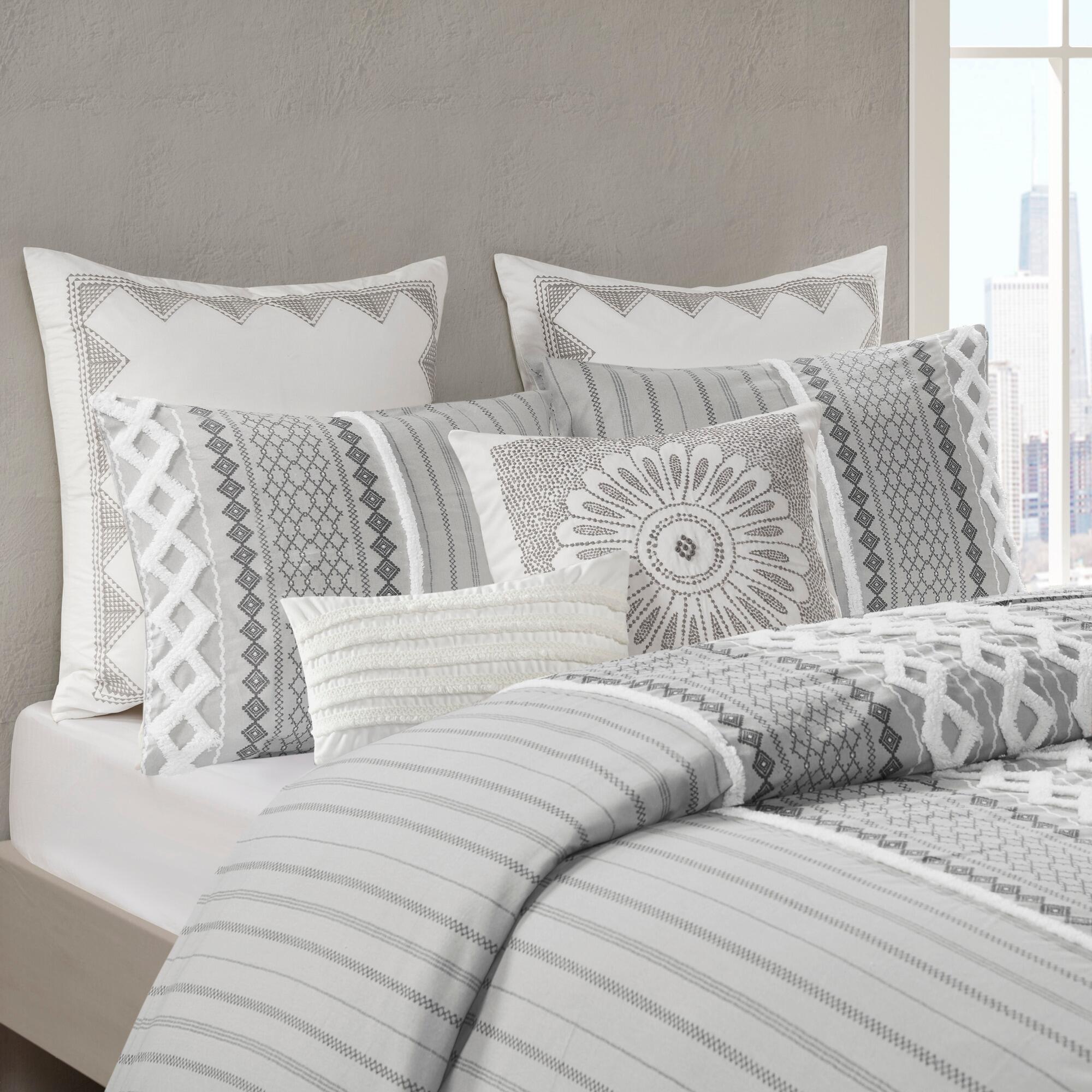 JLA Home Imani Cotton Comforter Set, Gray, large