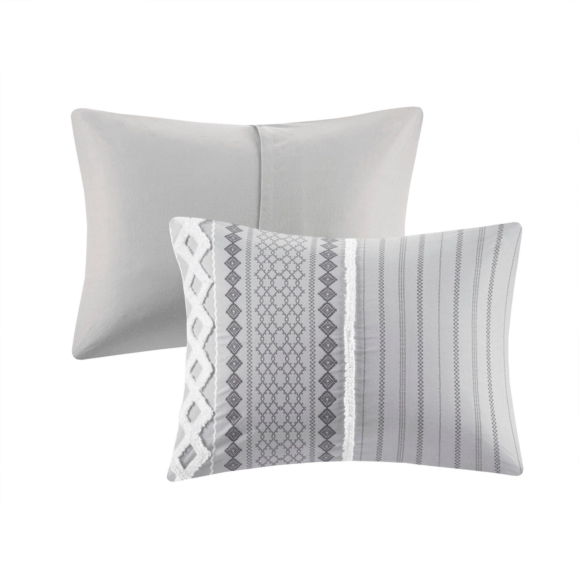 JLA Home Imani Cotton King/Cal King Duvet Cover Set, Gray, large