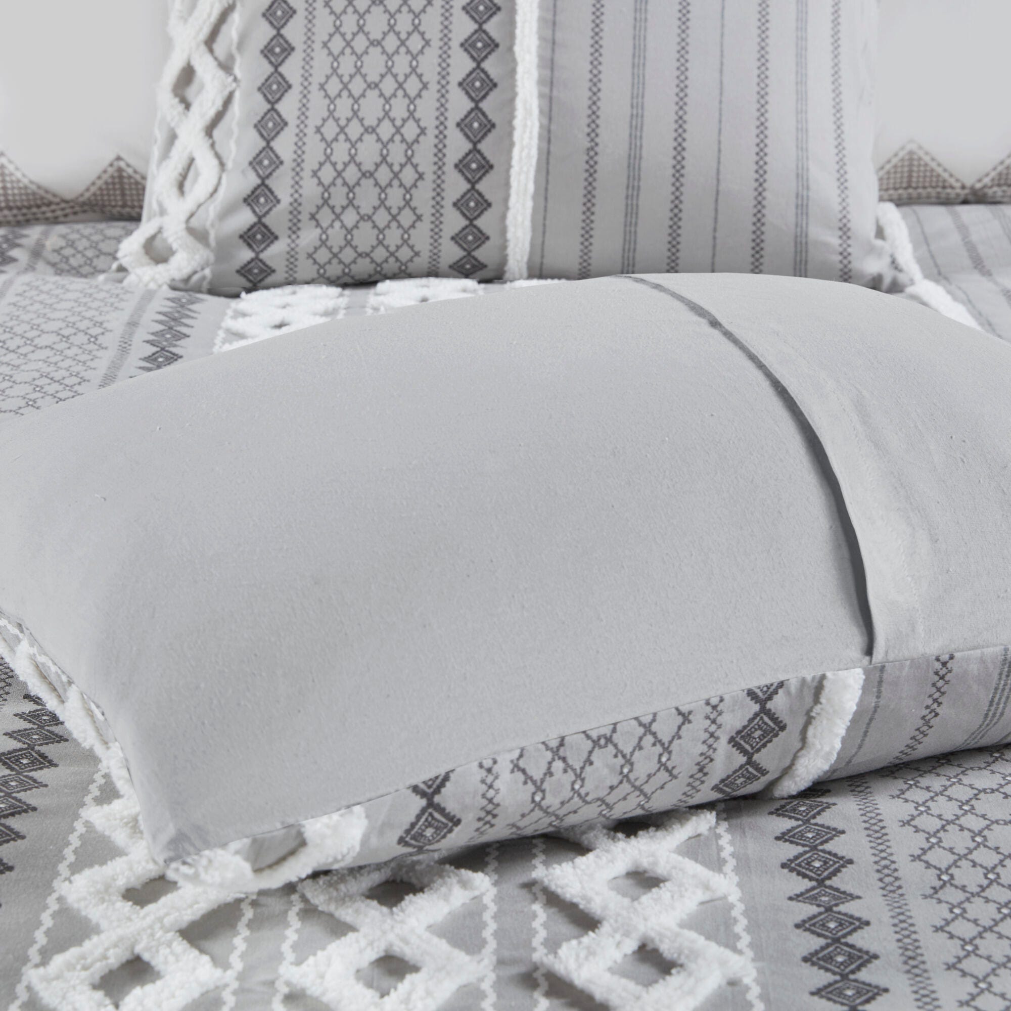 JLA Home Imani Cotton King/Cal King Duvet Cover Set, Gray, large