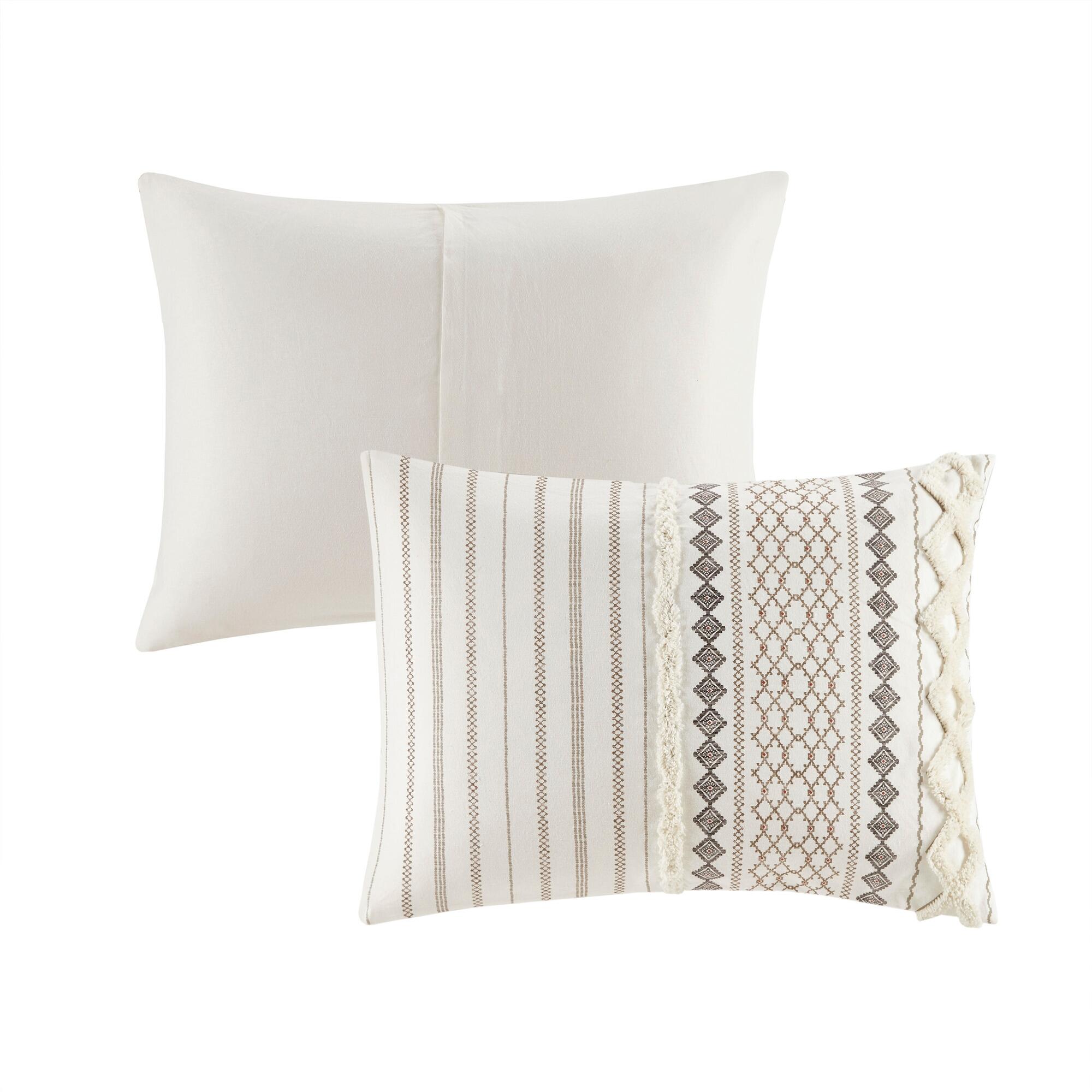 JLA Home Imani Cotton King/Cal King Duvet Cover Set, Ivory, large