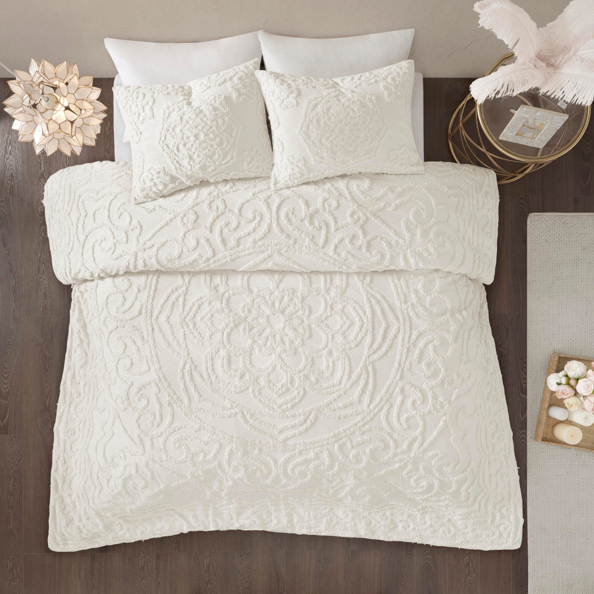 JLA Home Laetitia Medallion Comforter Set, Ivory, large