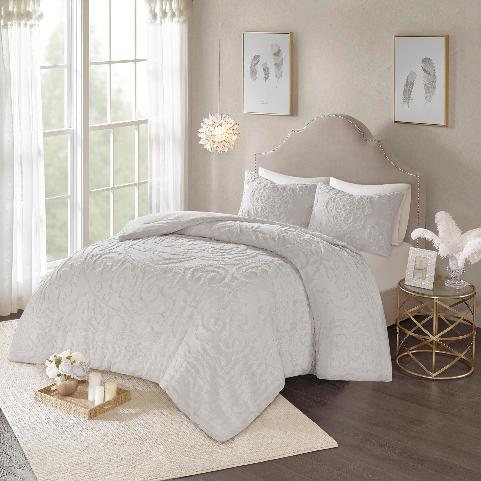 JLA Home Laetitia Medallion Comforter Set, Gray, large