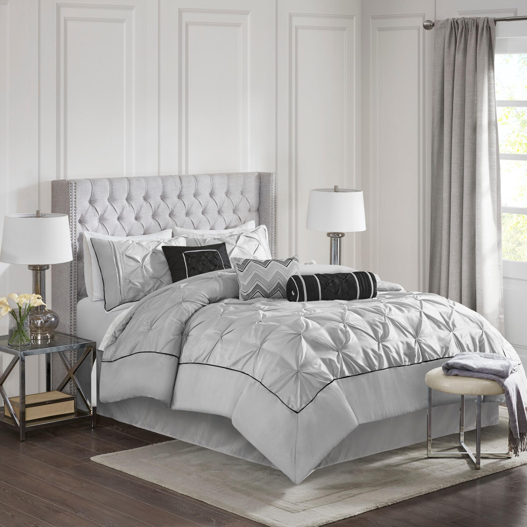 JLA Home Laurel Comforter Set, Gray, large