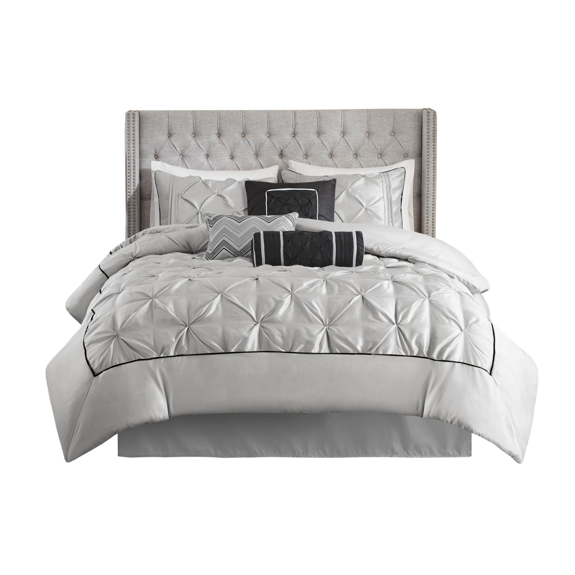 JLA Home Laurel Comforter Set, Gray, large