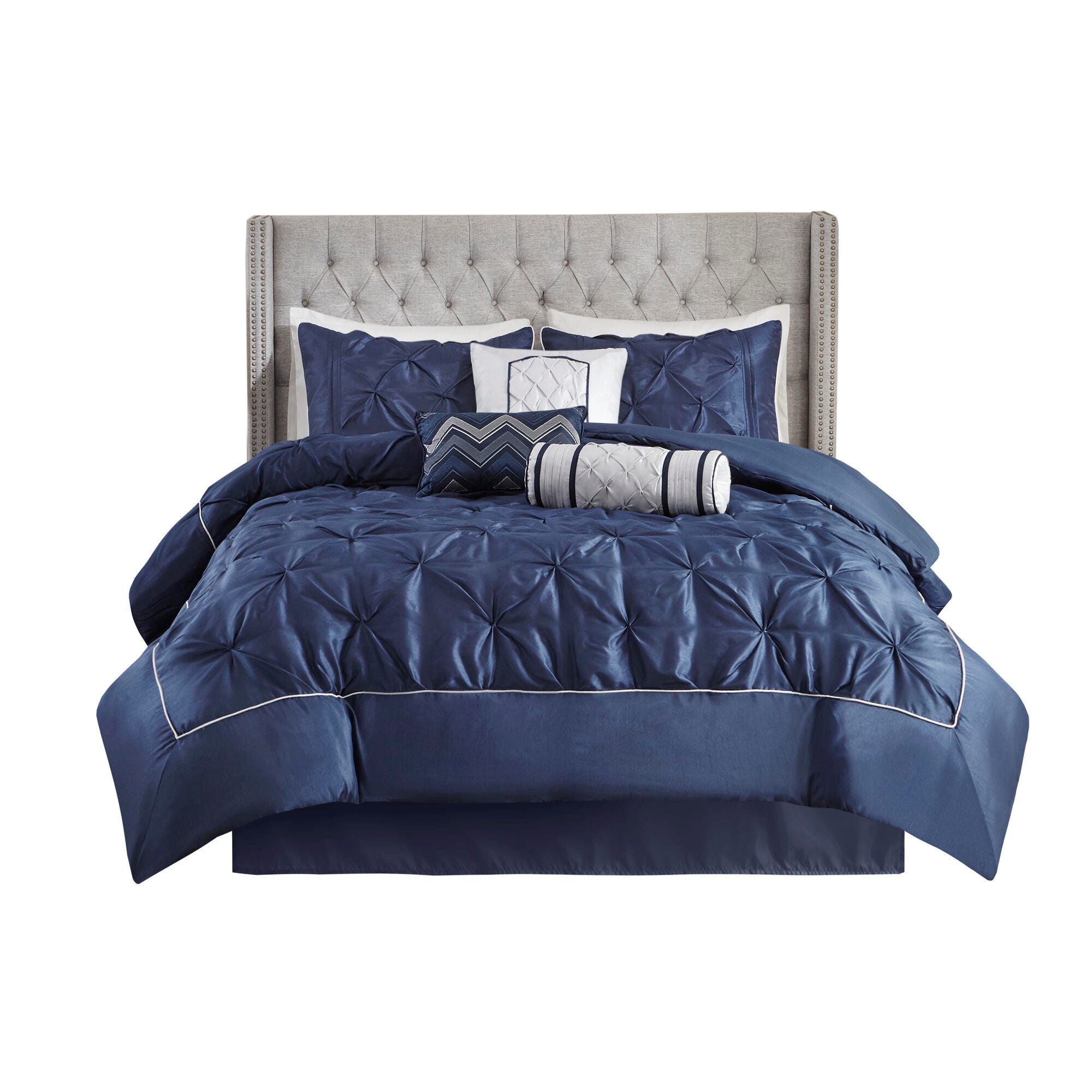 JLA Home Laurel Comforter Set, Navy, large