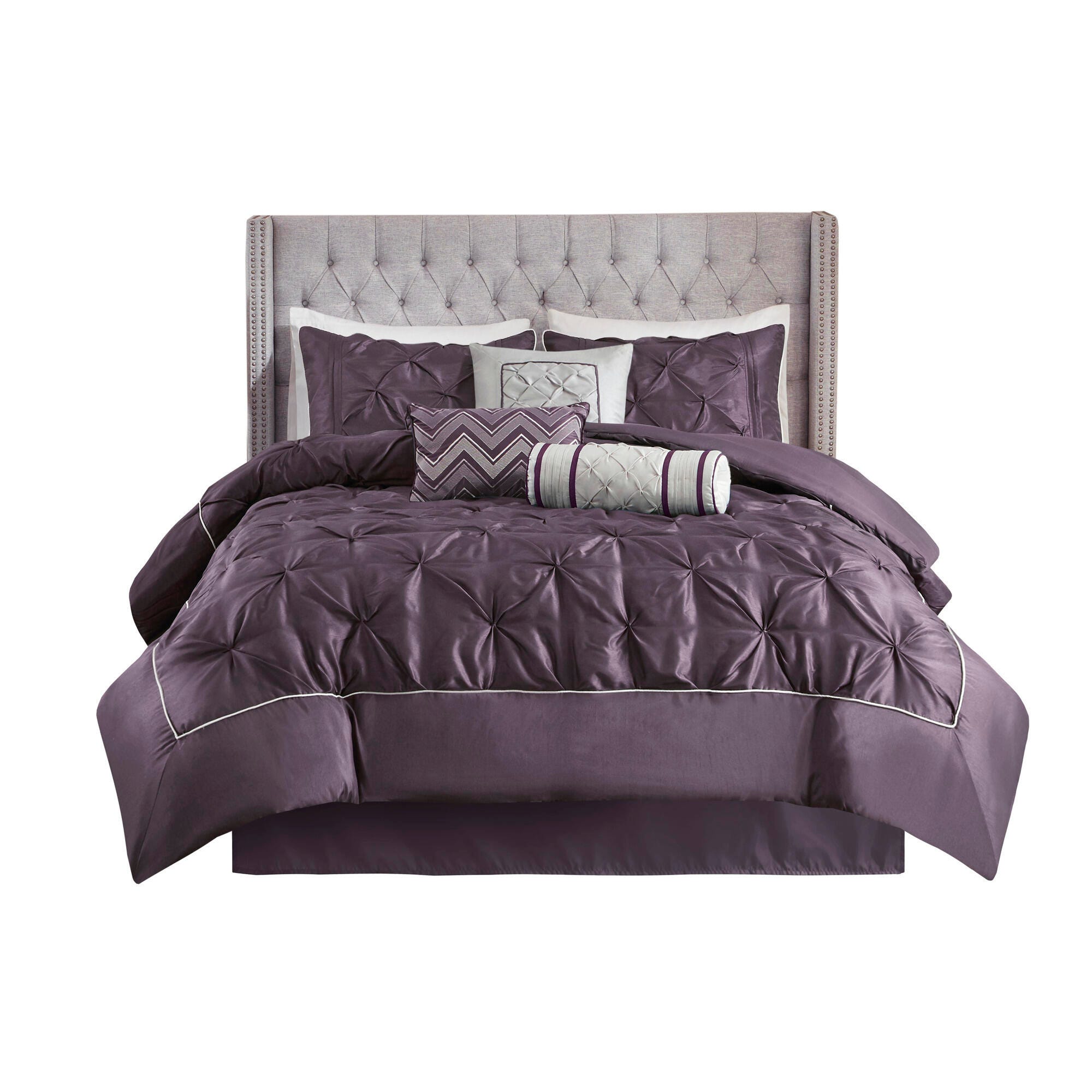 JLA Home Laurel Comforter Set, Plum, large