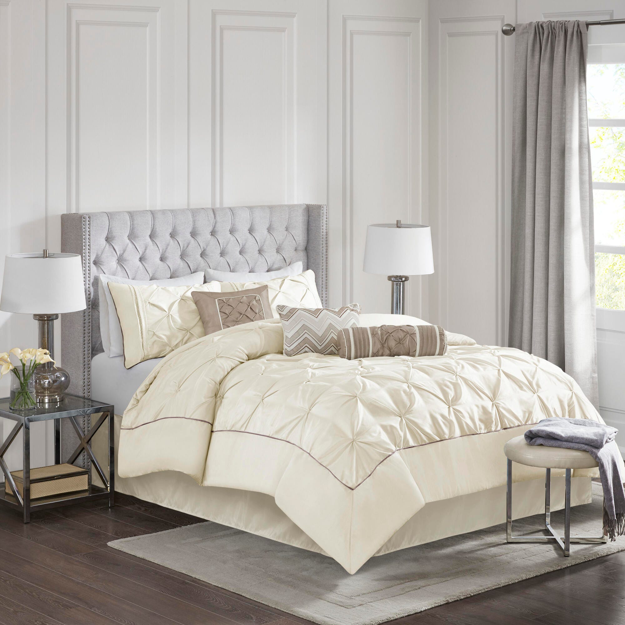 JLA Home Laurel Comforter Set, Ivory, large