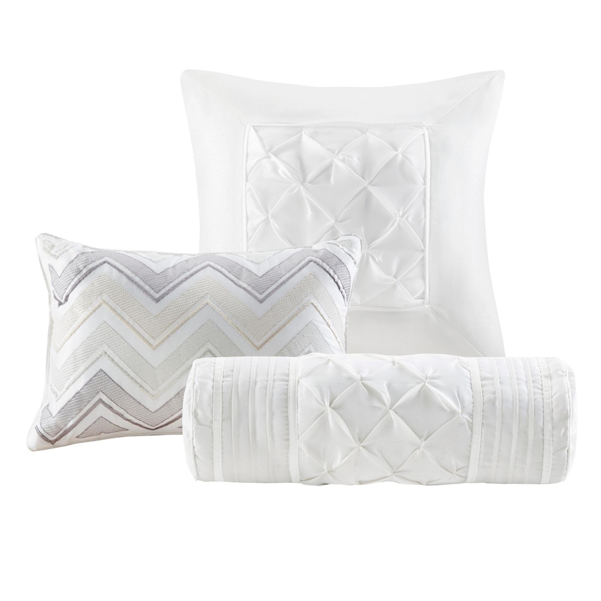 JLA Home Laurel Comforter Set, White, large