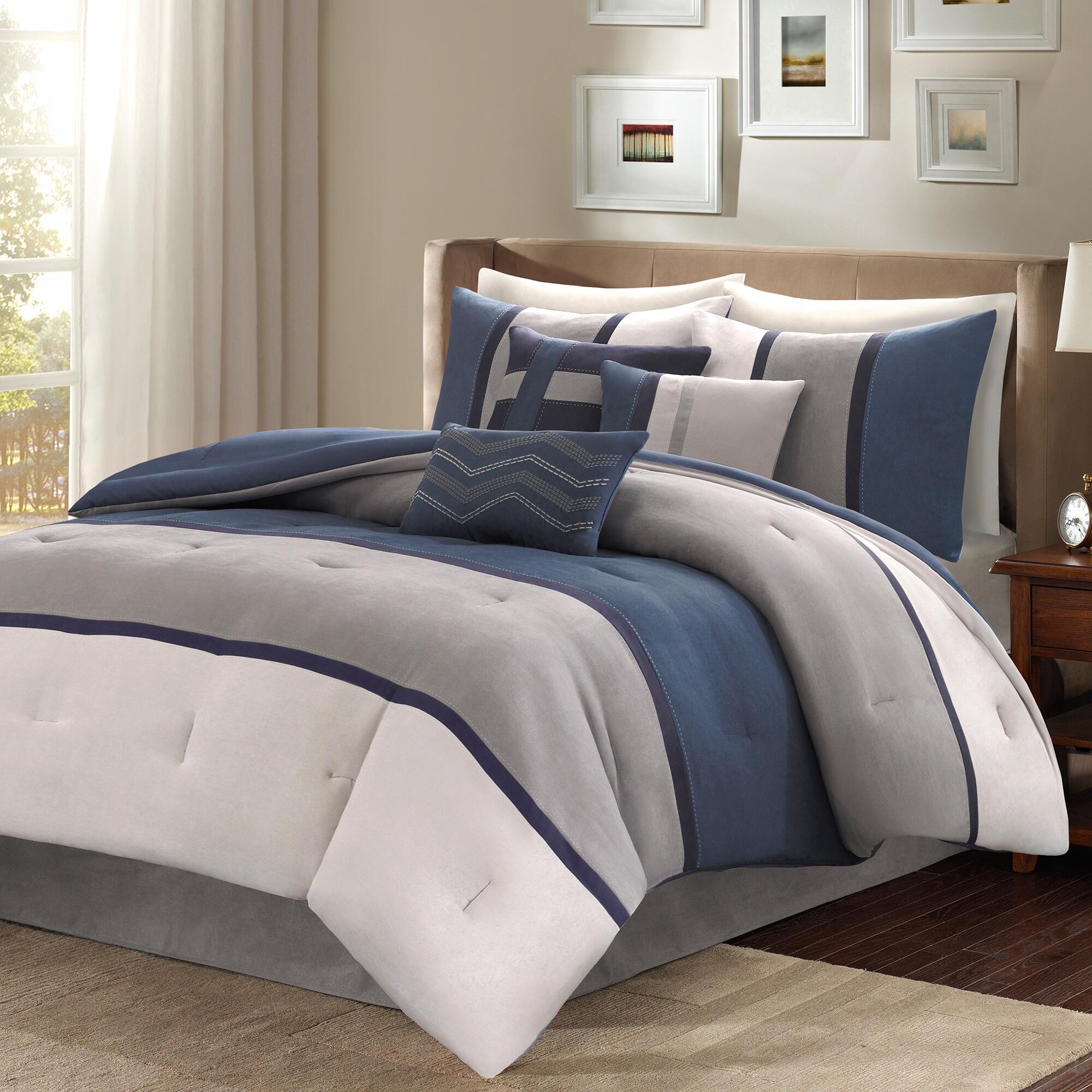 JLA Home Palisades 7 Piece Faux Suede Queen Comforter Set, , large