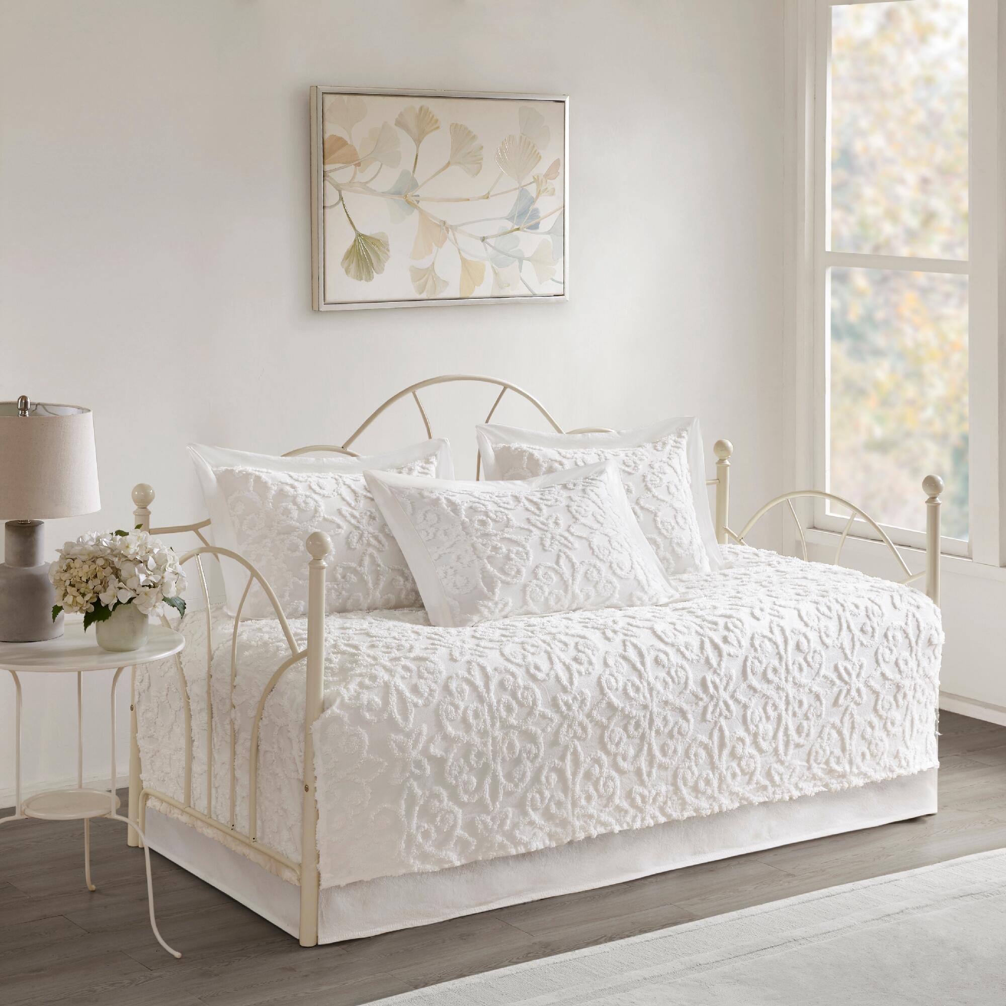 JLA Home Sabrina 5 Piece Tufted Cotton Chenille Daybed Set, , large