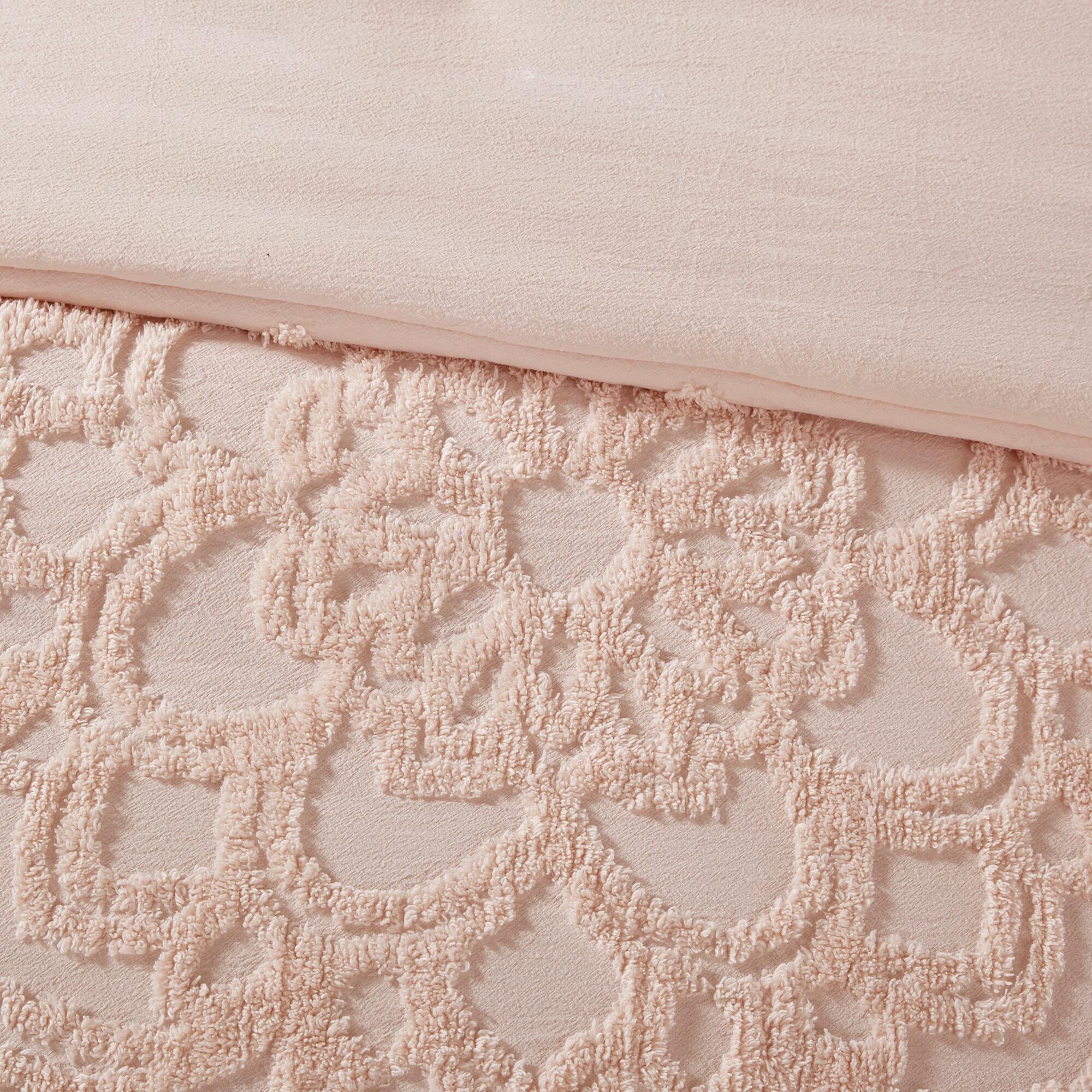 JLA Home Laetitia 3 Piece Tufted Cotton Chenille Medallion Duvet Cover Set