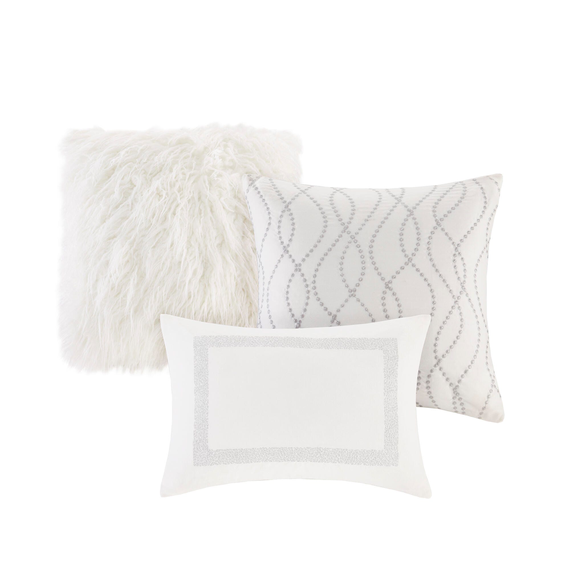 JLA Home Hollywood Glam Comforter Set, White, large
