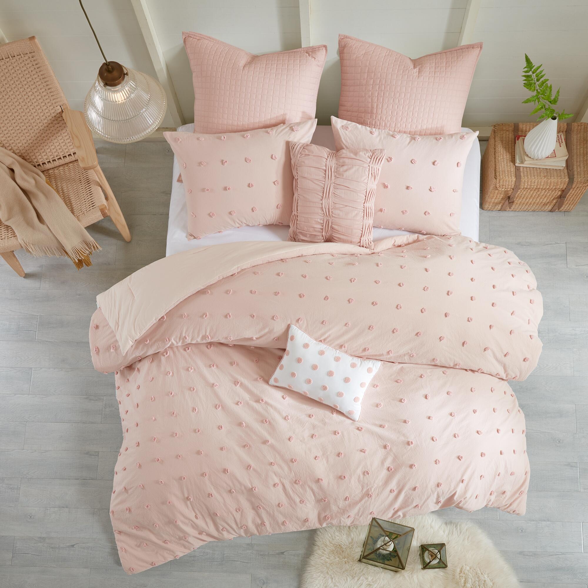JLA Home Brooklyn Cotton Jacquard Twin/Twin XL Comforter Set, Pink, large