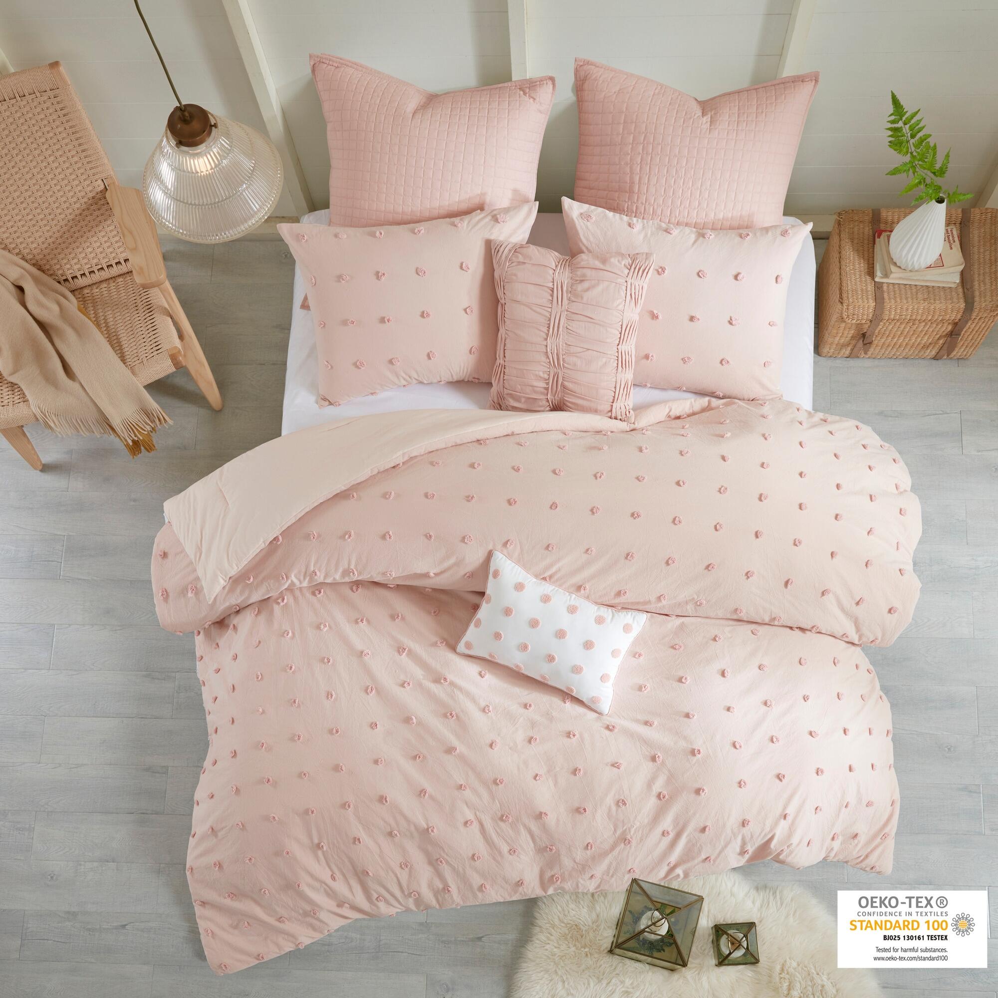 JLA Home Brooklyn Cotton Jacquard Twin/Twin XL Comforter Set, Pink, large