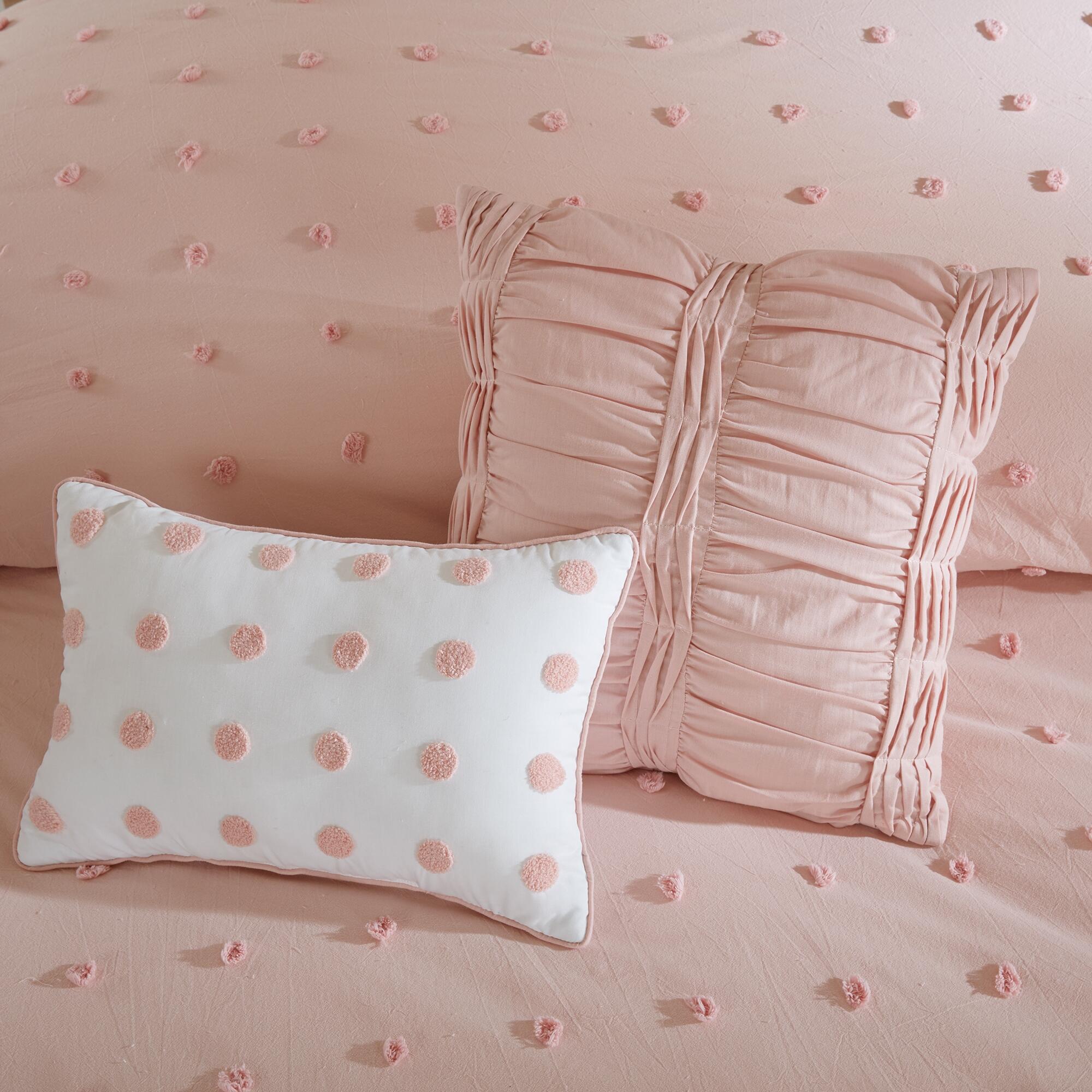 JLA Home Brooklyn Cotton Jacquard Full/Queen Comforter Set, Pink, large