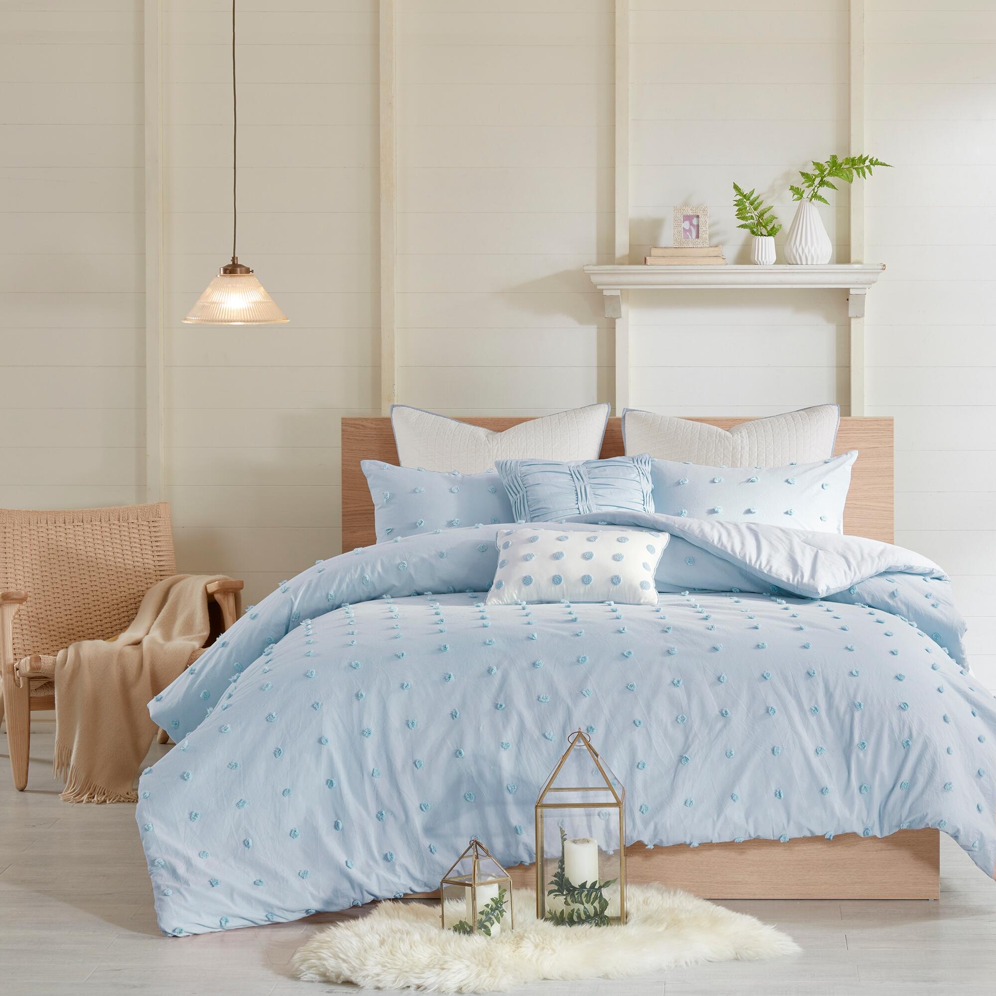 JLA Home Brooklyn Cotton Jacquard Twin/Twin XL Comforter Set, Blue, rollover