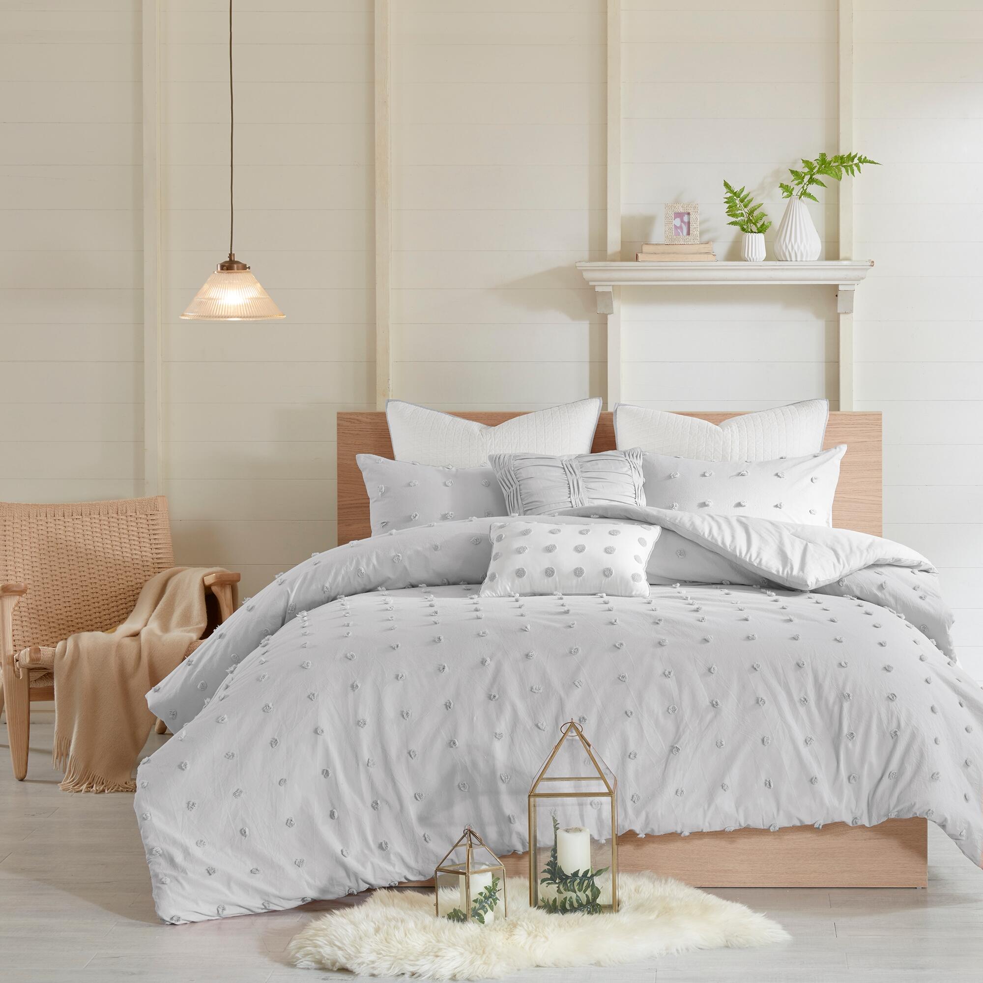JLA Home Brooklyn Cotton Jacquard Twin/Twin XL Comforter Set, Gray, rollover