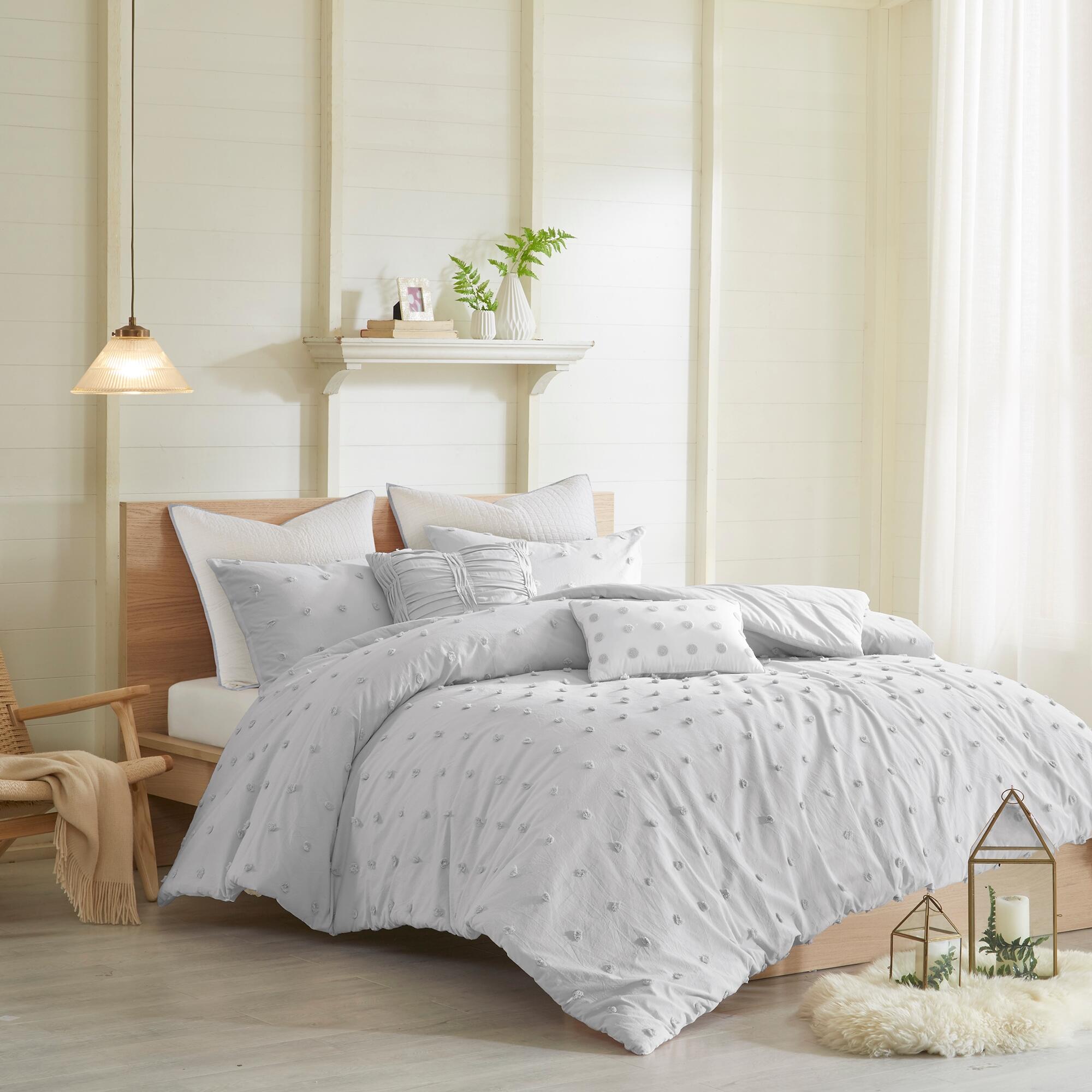 JLA Home Brooklyn Cotton Jacquard King/Cal King Comforter Set, Gray, large