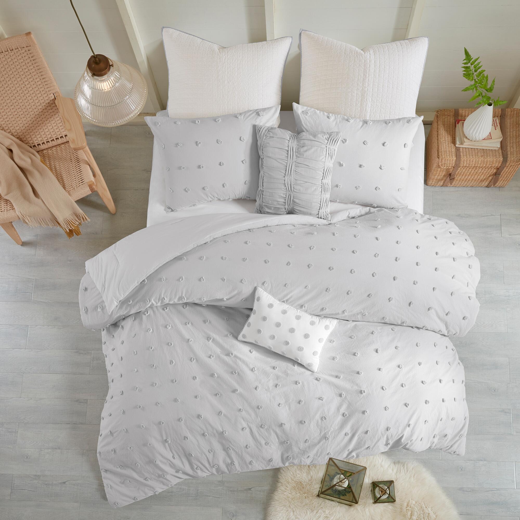 JLA Home Brooklyn Cotton Jacquard King/Cal King Comforter Set, Gray, large