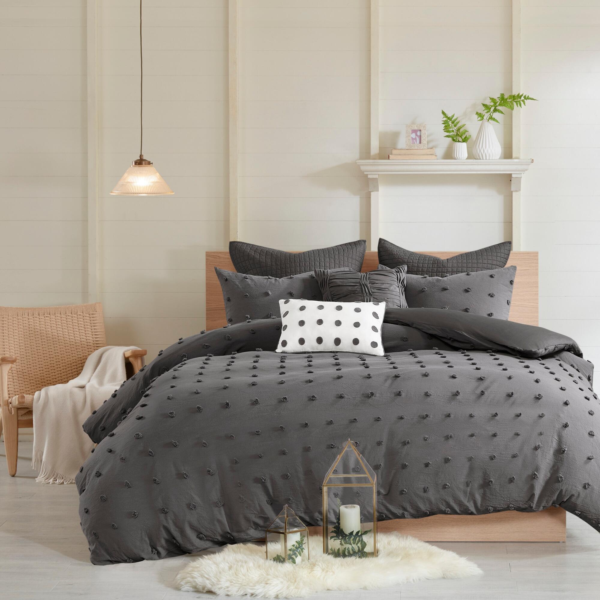 JLA Home Brooklyn Cotton Jacquard Twin/Twin XL Comforter Set, Charcoal, large
