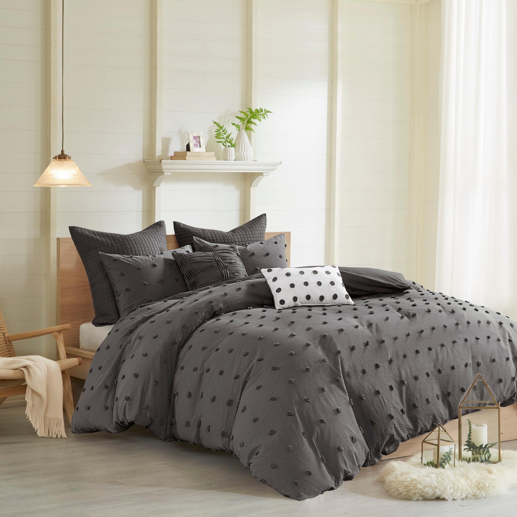 JLA Home Brooklyn Cotton Jacquard Full/Queen Comforter Set, Charcoal, large