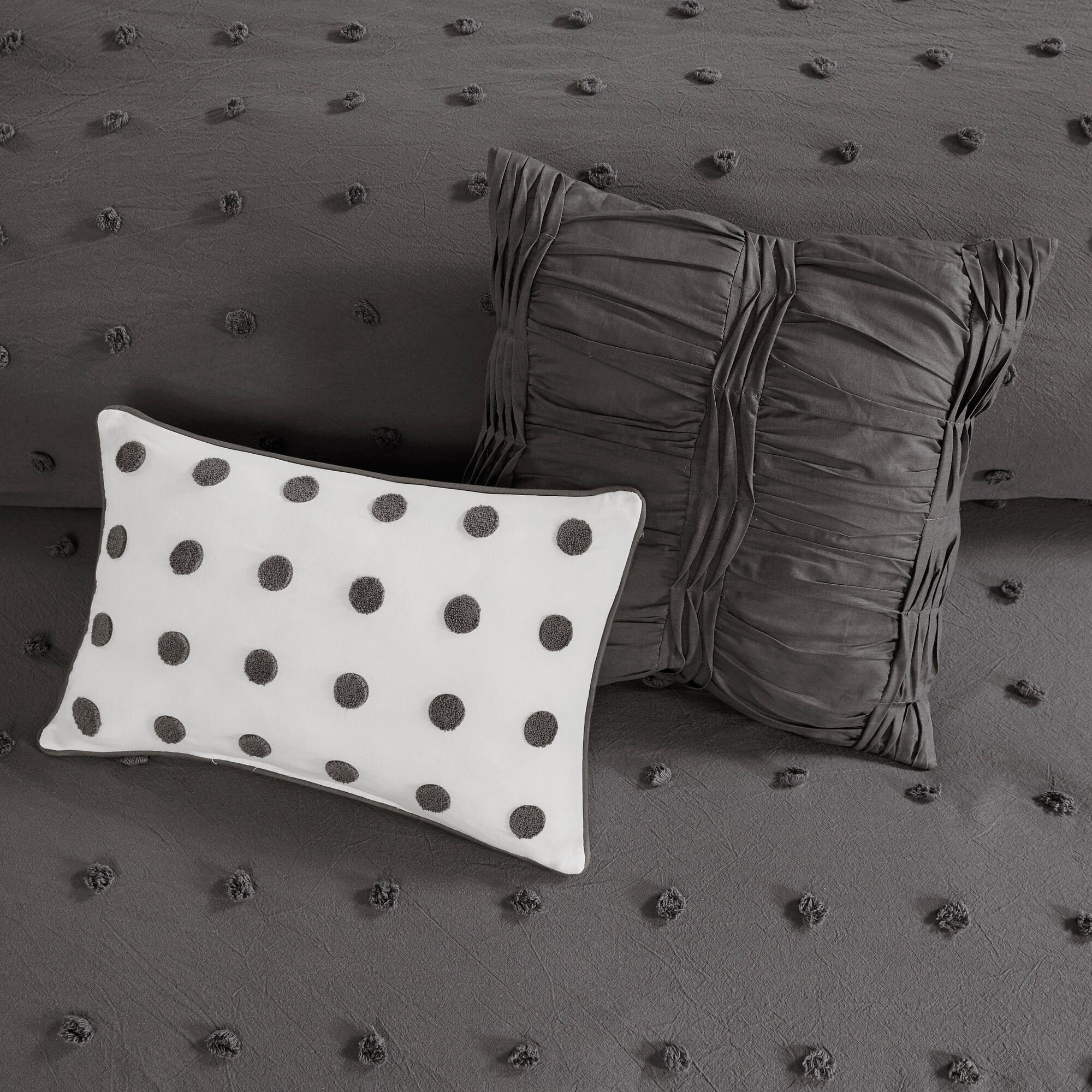 JLA Home Brooklyn Cotton Jacquard Full/Queen Comforter Set, Charcoal, large