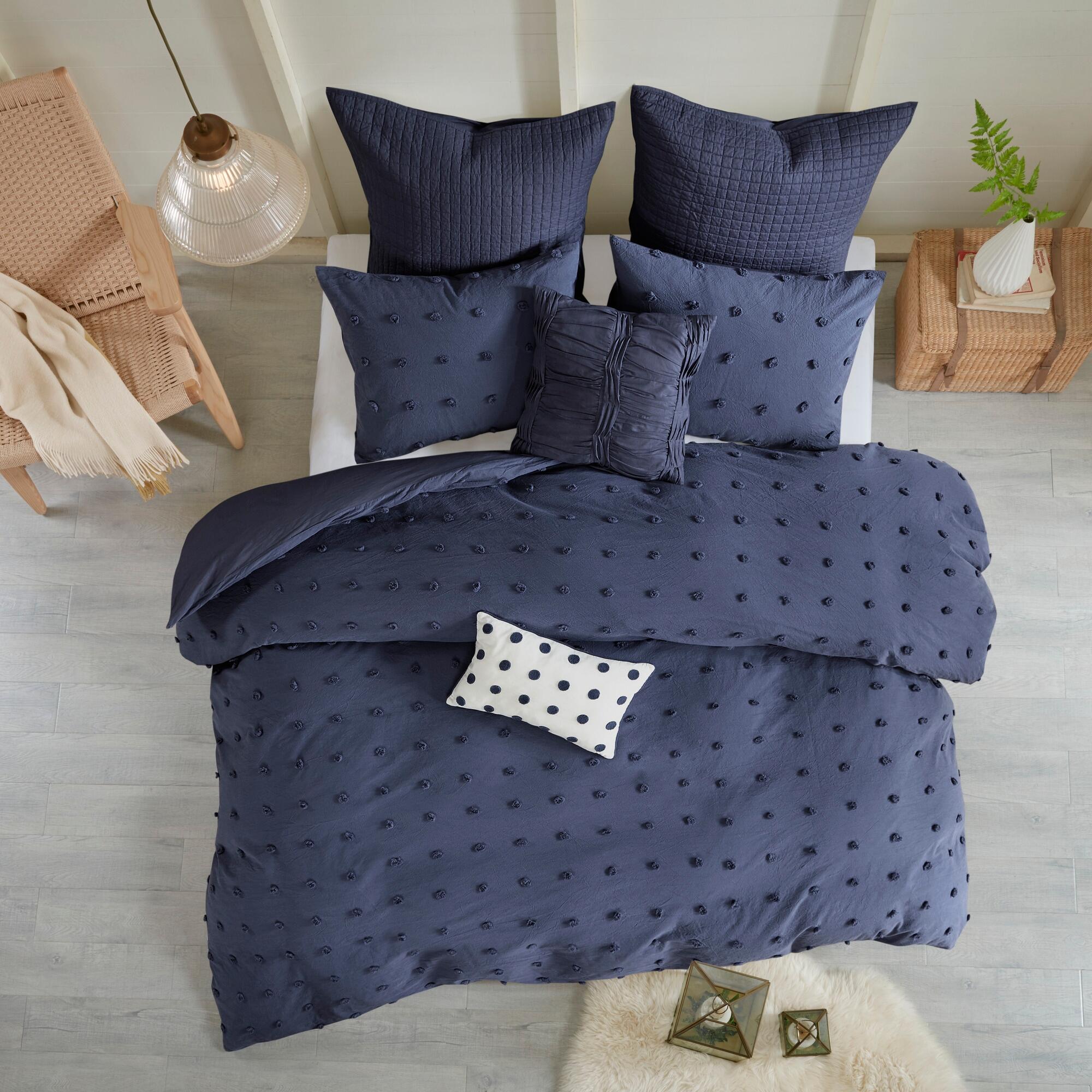 JLA Home Brooklyn Cotton Jacquard Twin/Twin XL Comforter Set, Indigo Blue, large