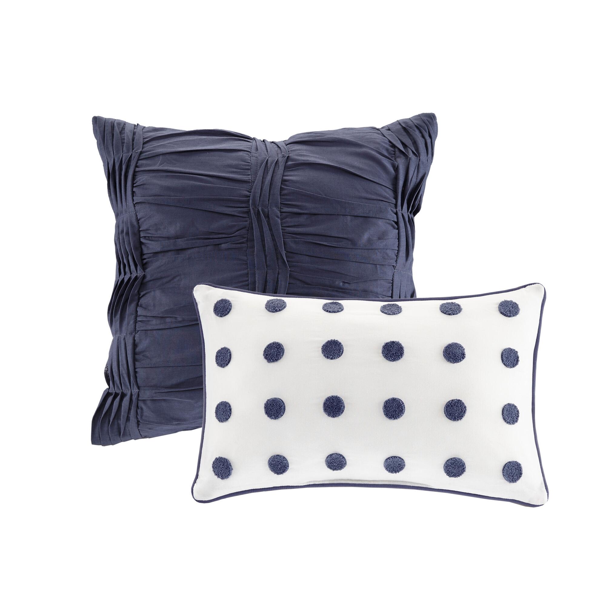JLA Home Brooklyn Cotton Jacquard Full/Queen Comforter Set, Indigo Blue, large