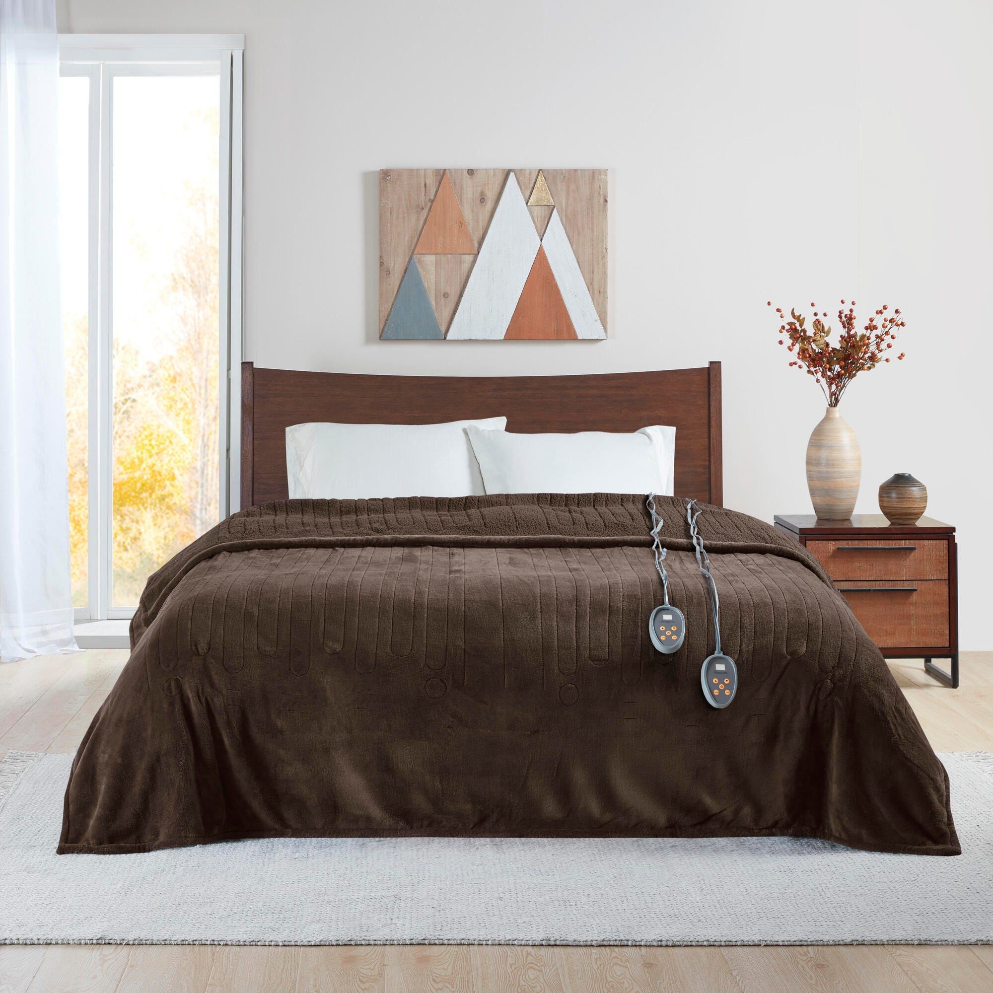Beautyrest Queen Heated Blanket, Chocolate, rollover