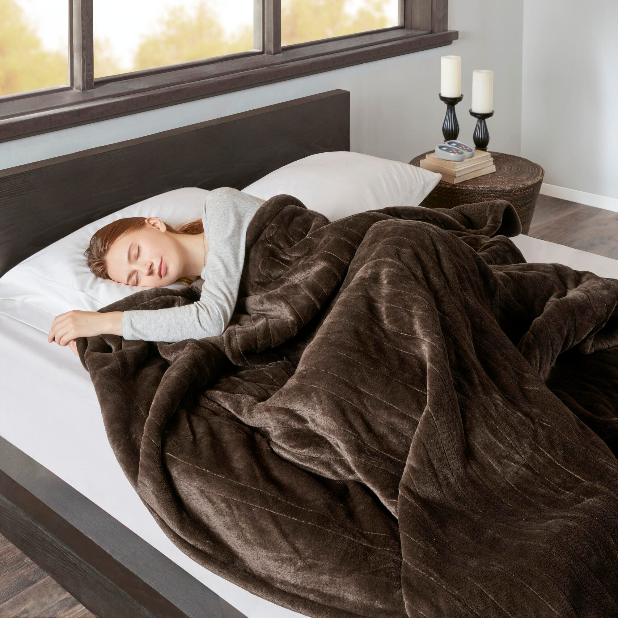 Beautyrest King Heated Blanket, Chocolate, large
