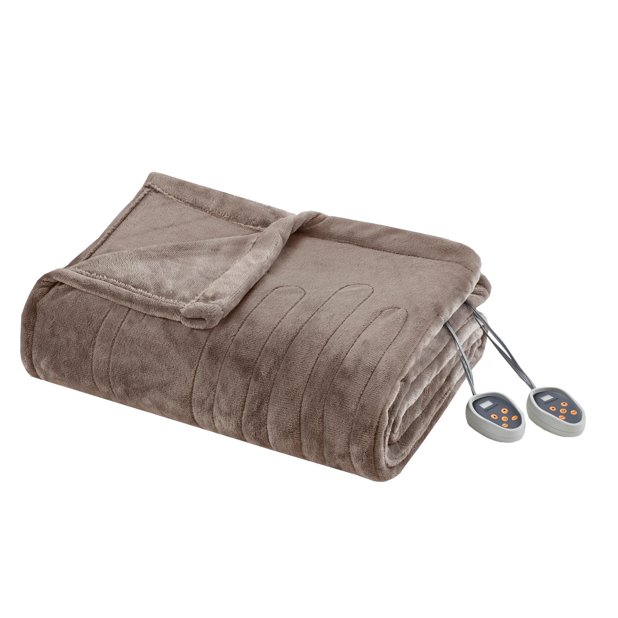 Beautyrest Queen Heated Blanket, Mink, rollover
