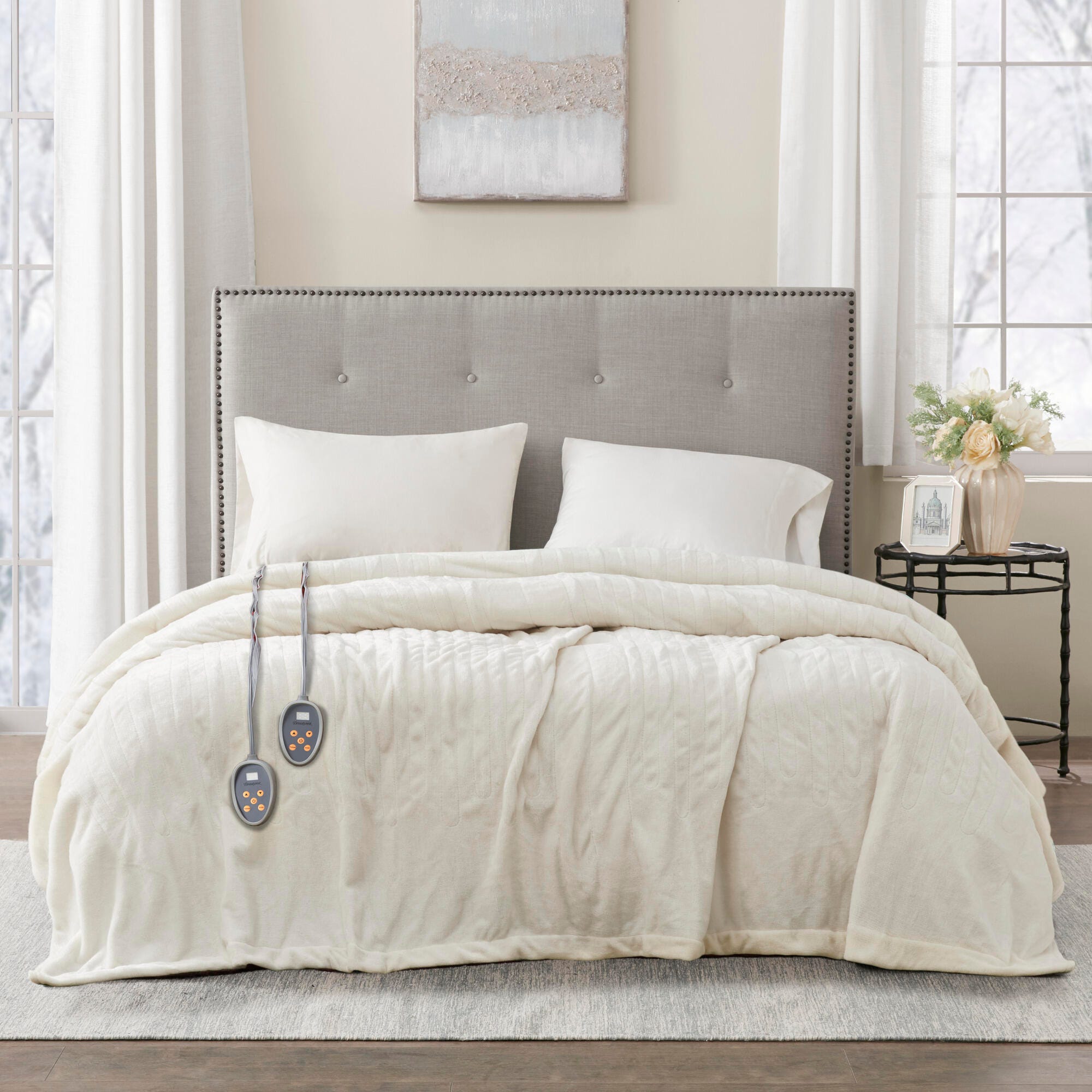 Beautyrest Queen Heated Blanket, Ivory, large