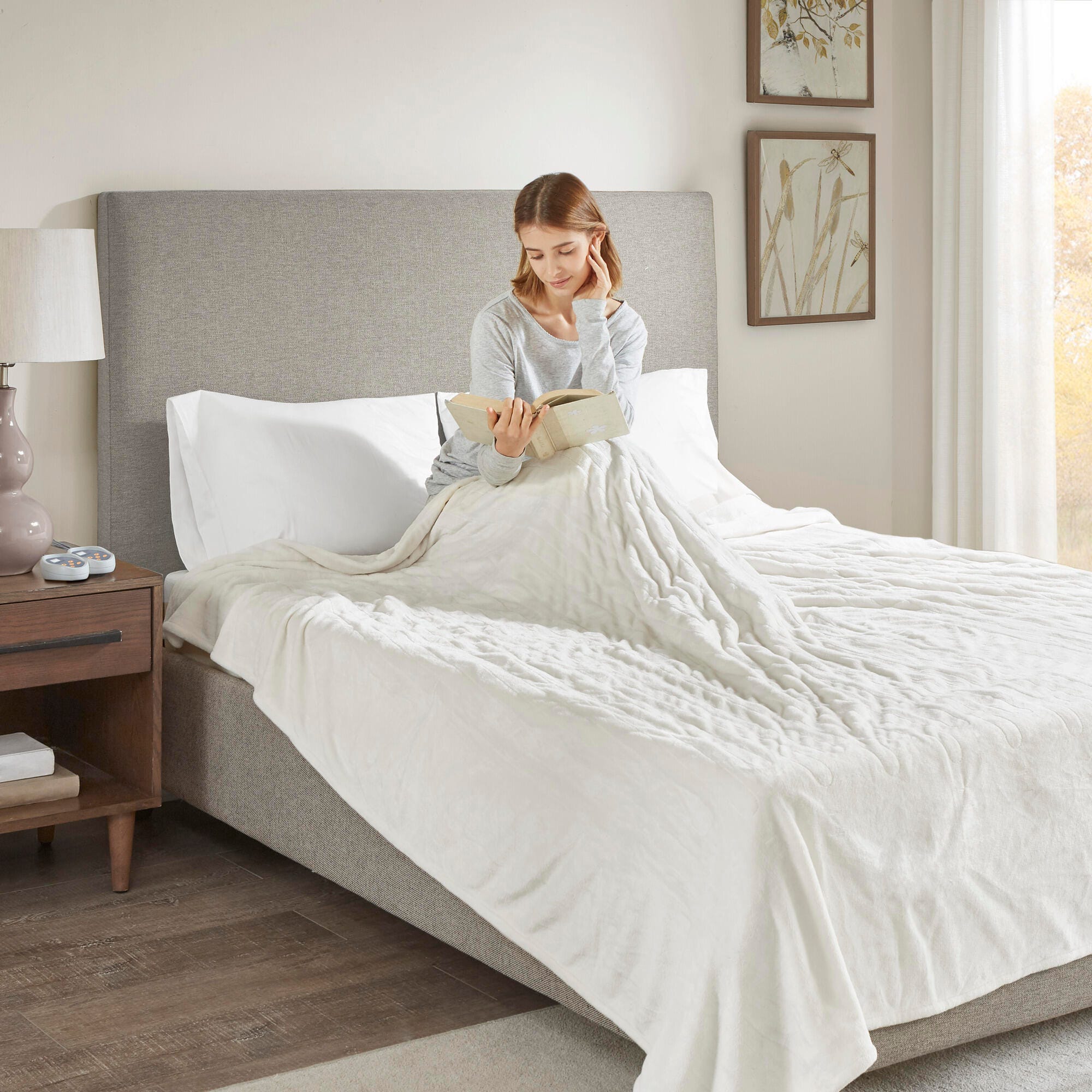 Beautyrest Queen Heated Blanket, Ivory, large