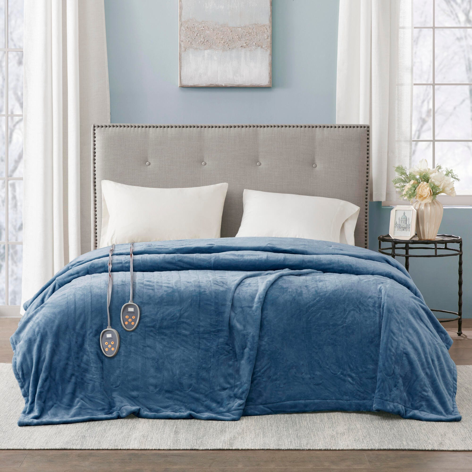 Beautyrest King Heated Blanket, Sapphire Blue, large