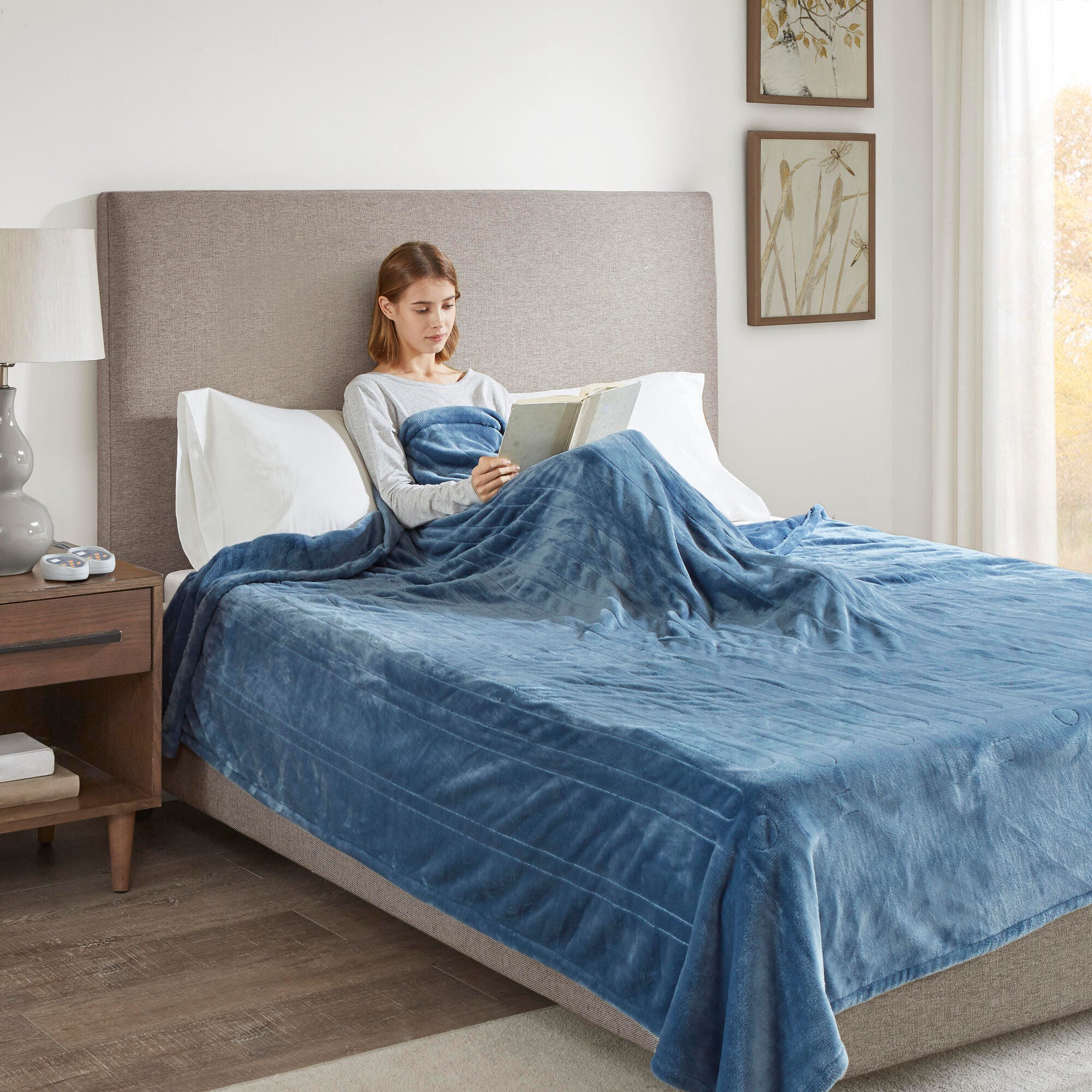 Beautyrest King Heated Blanket, Sapphire Blue, large