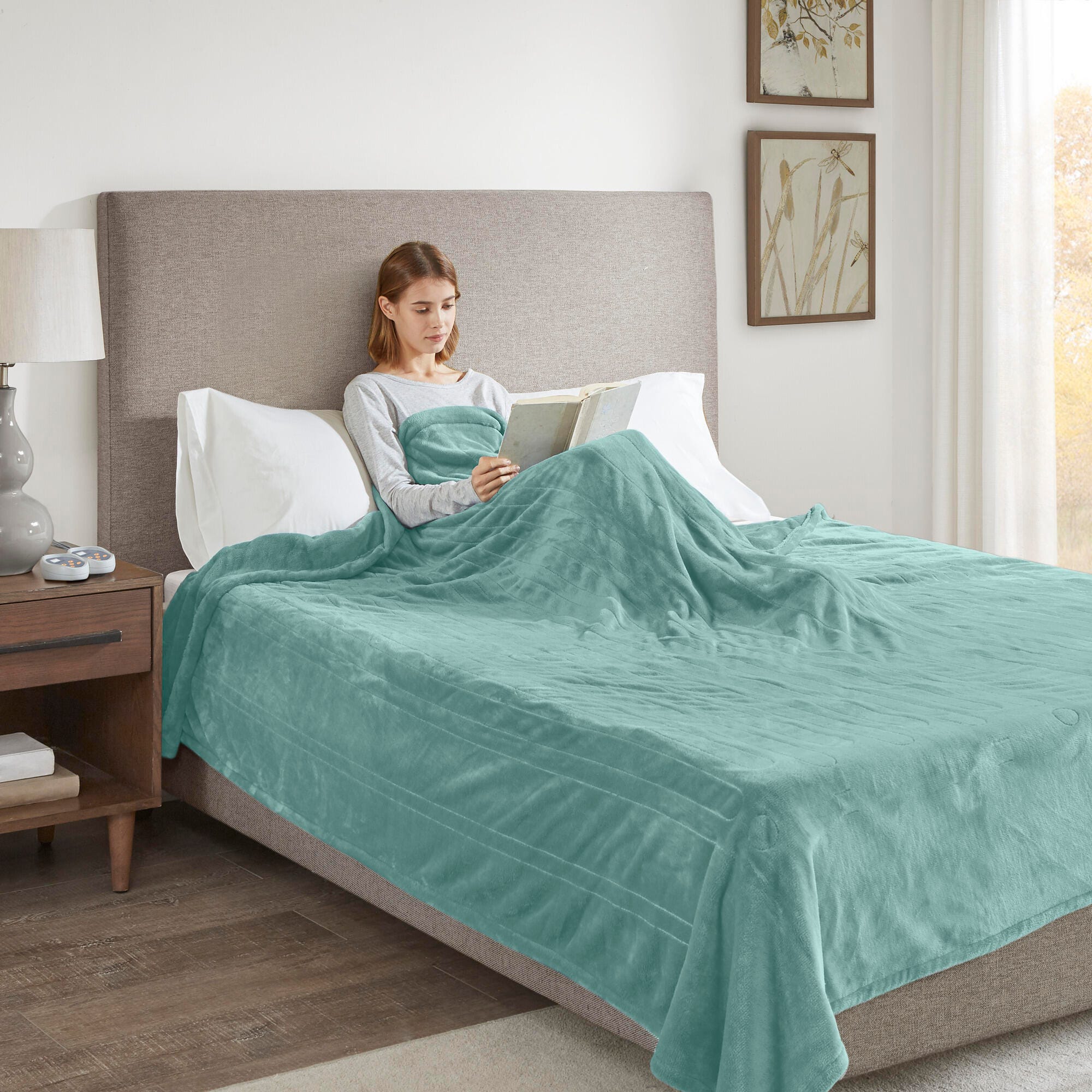 Beautyrest Full Heated Blanket, Aqua, large