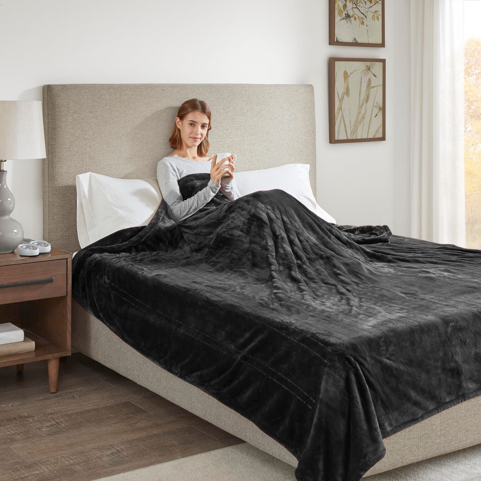 Beautyrest King Heated Blanket, Black, large