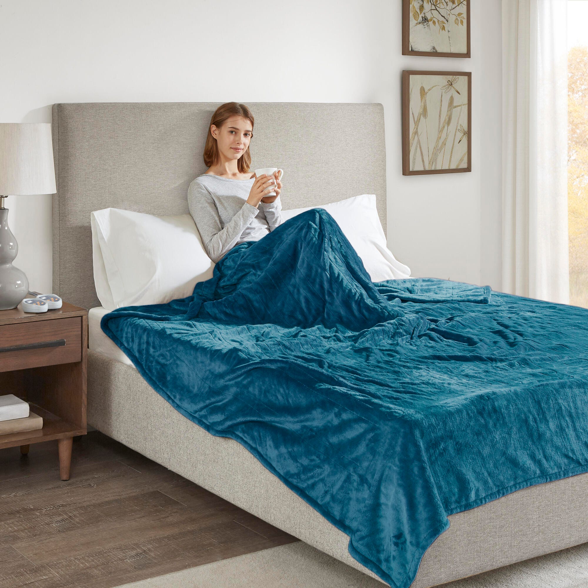 Beautyrest Queen Heated Blanket, Teal, large