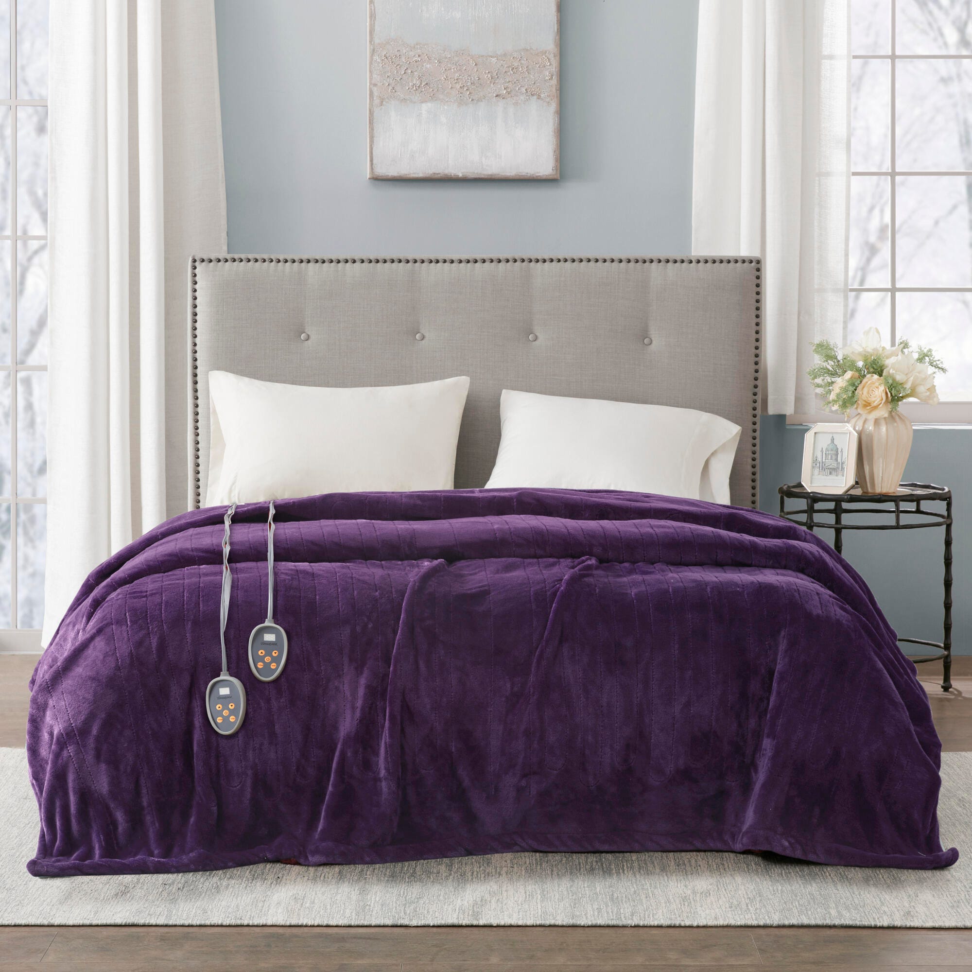 Beautyrest Full Heated Blanket, Purple, large