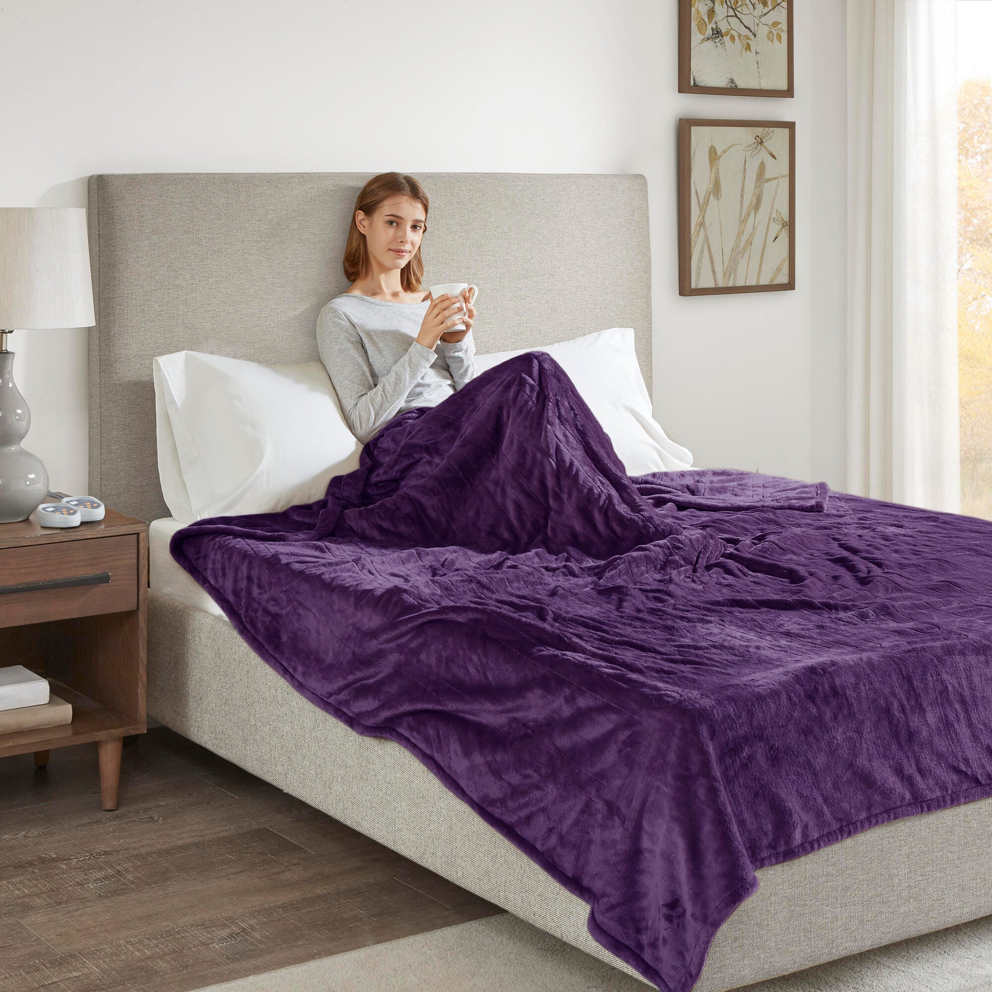 Beautyrest King Heated Blanket, Purple, large