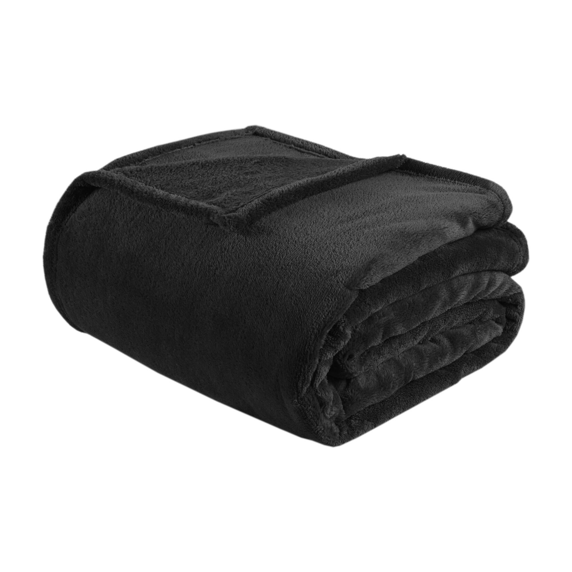 Intelligent Design Microlight plush Full/Queen Oversized Blanket, Black, rollover