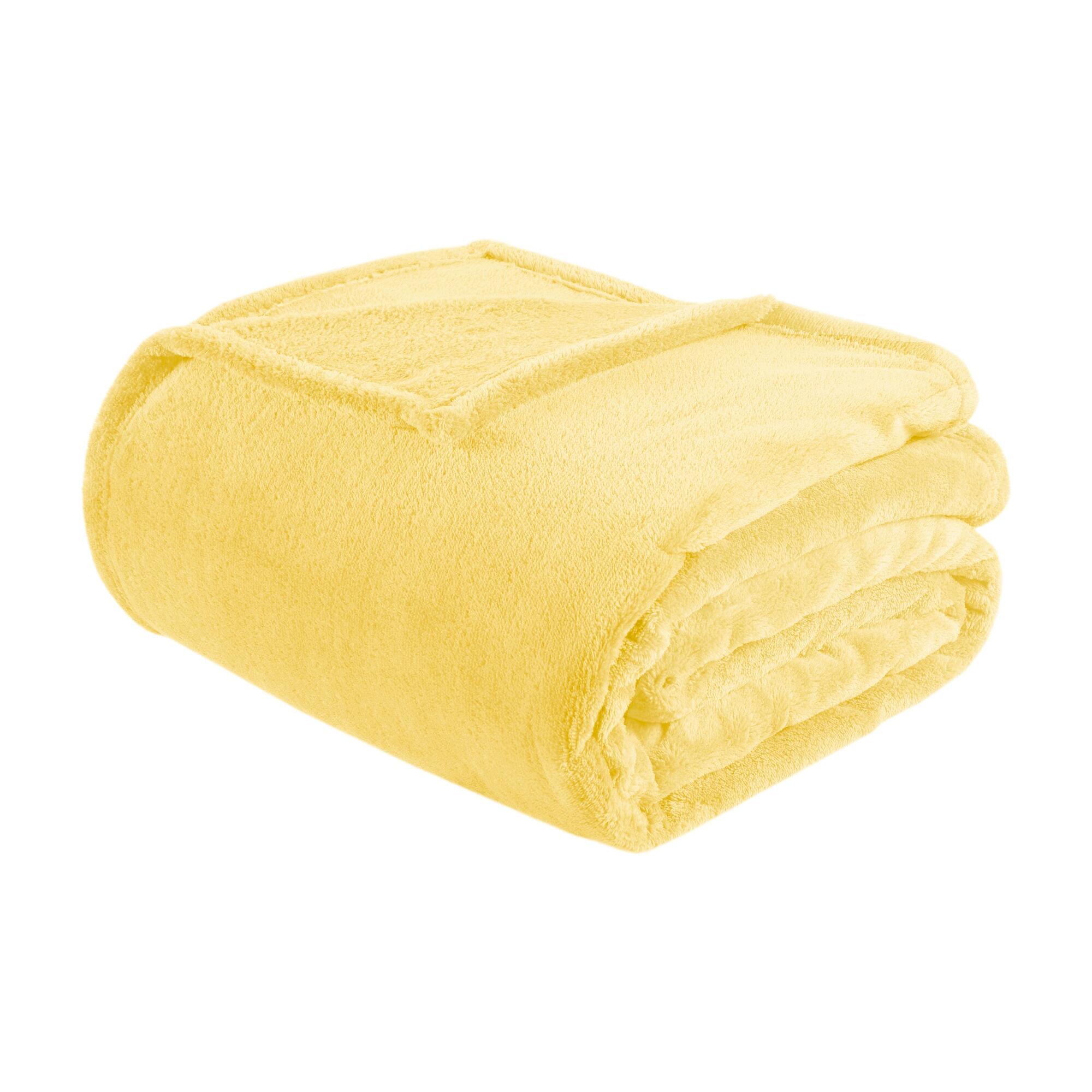 Intelligent Design Microlight plush Full/Queen Oversized Blanket, Yellow, rollover
